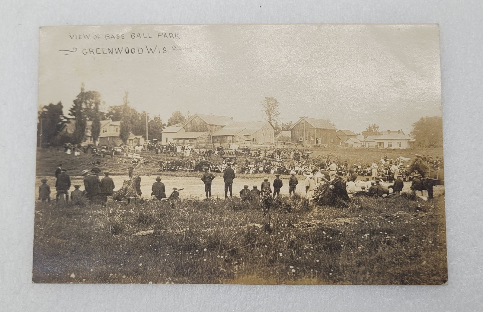 RPPC 1909 View of Baseball Park Greenwood Wisconsin: RPPC 1909 View of Baseball Park Greenwood Wisconsin - 3.5" by 5.5"