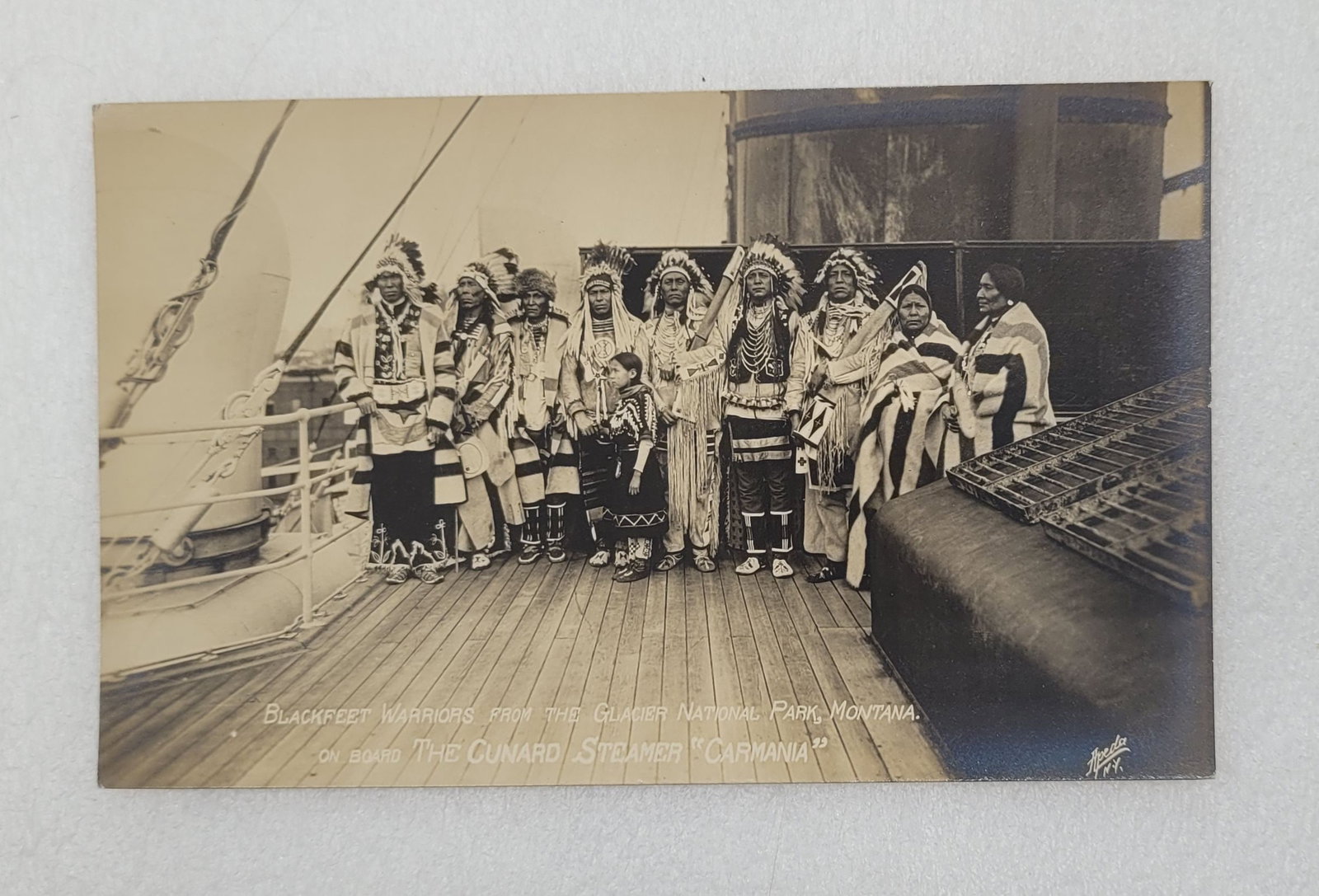 RPPC Blackfeet Warriors From The Glacier National Park Montana on Carmania: RPPC Blackfeet Warriors From The Glacier National Park Montana on Carmania - 5.5" by 3 3/8"