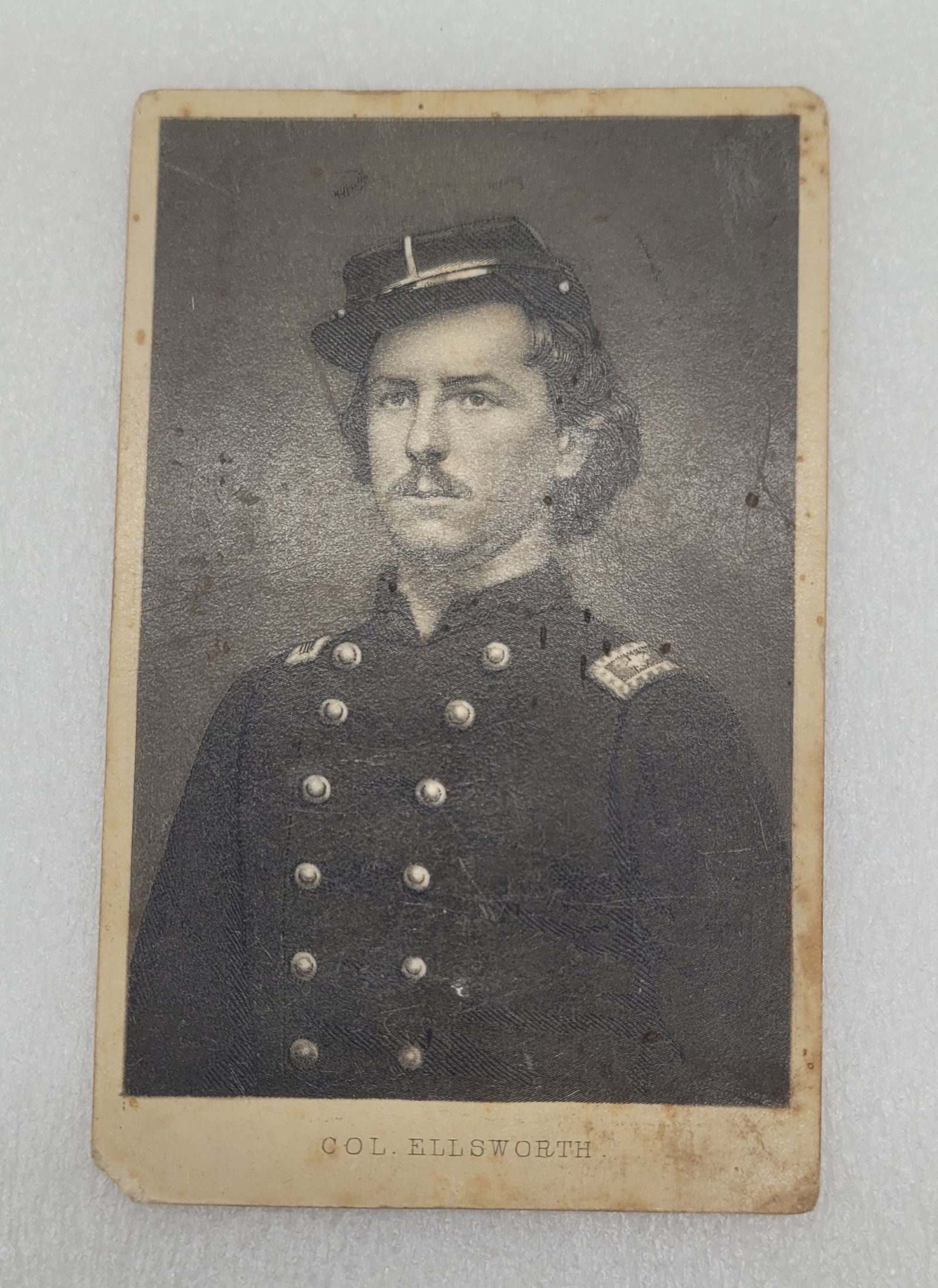 CDV of Col. Ellsworth First Union Officer To Die In Civl War: CDV of Col. Ellsworth First Union Officer To Die In Civl War - 2.5" by 3.75".