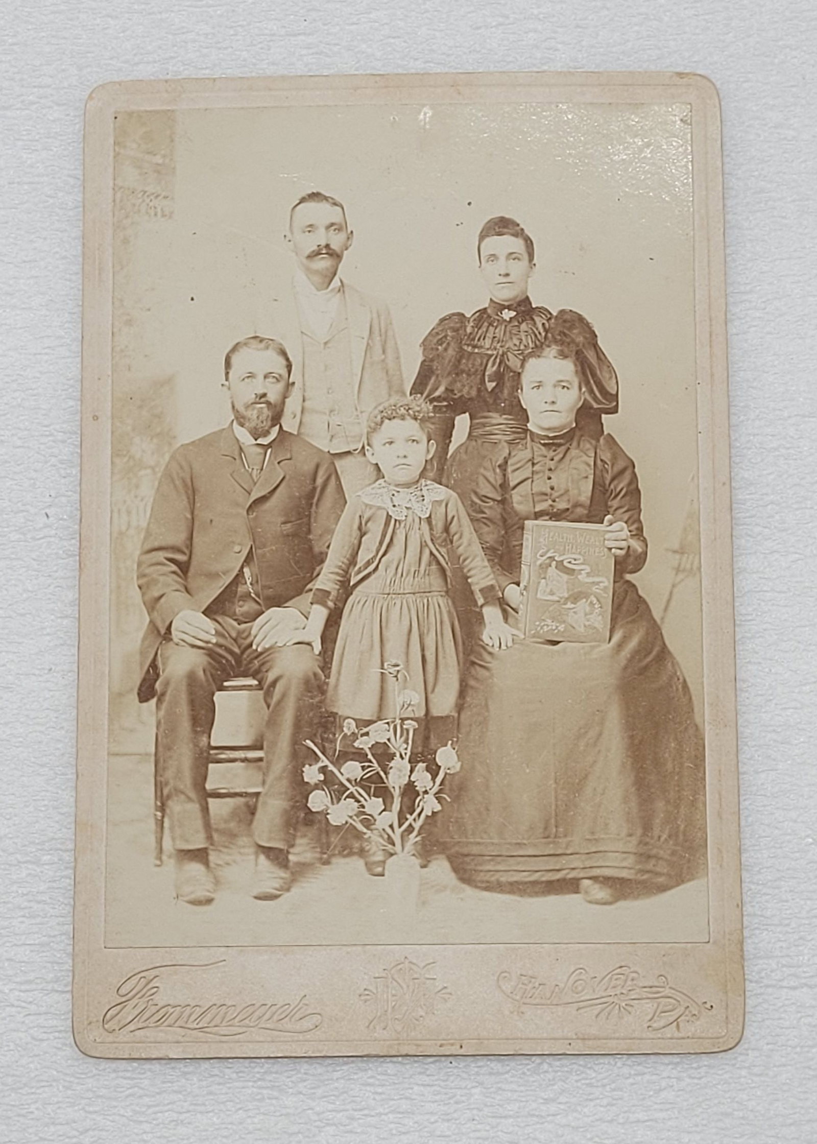 Cabinet Card of Author Edward S. Ellis & Family w Book Health Wealth & Happines: Cabinet Card of Author Edward S. Ellis & Family w Book Health, Wealth & Happines - 4.25" by 6.5".