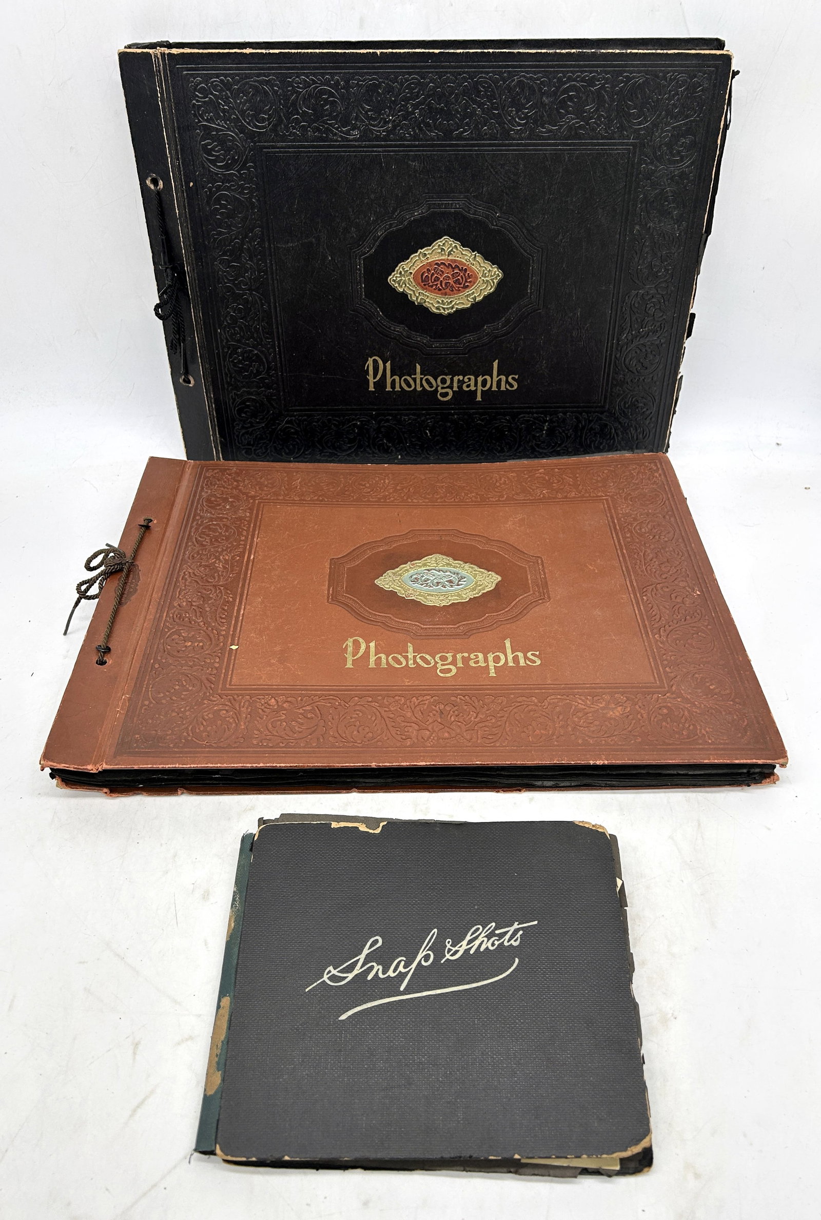 Photograph Albums (3) 1914 Girl w Dog 2 Larger Partial Albums: Photograph Albums (3) 1914 Girl w Dog, 2 Larger Partial Albums - 15" by 11.5"
