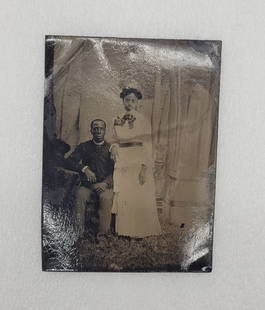 Tintype of Young African American Couple: Tintype of Young African American Couple - 2.5" by 3.25".