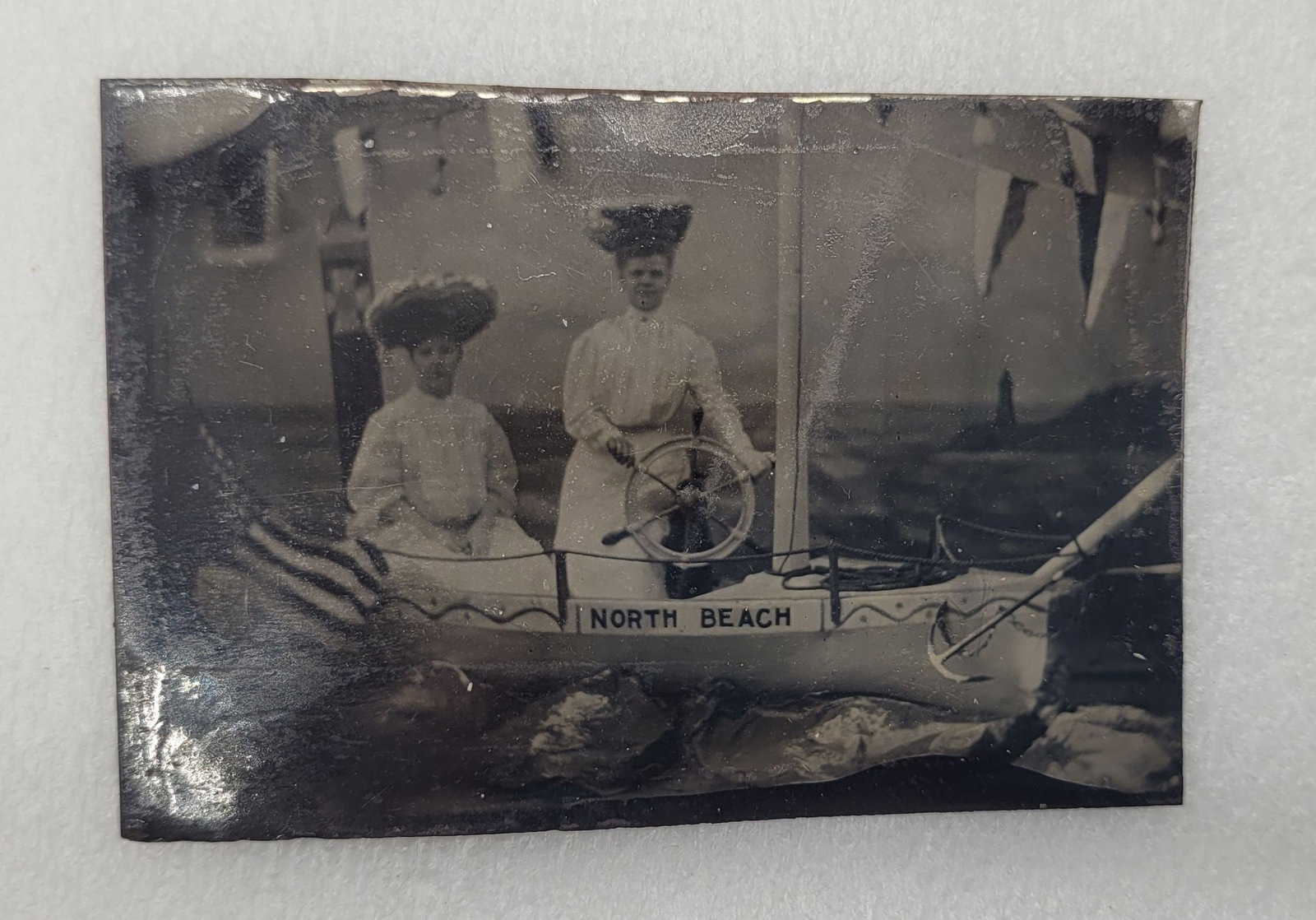 Tintype of 2 Ladies In Studio Boat North Beach FL?: Tintype of 2 Ladies In Studio Boat North Beach FL? - 2.25" by 3.5".