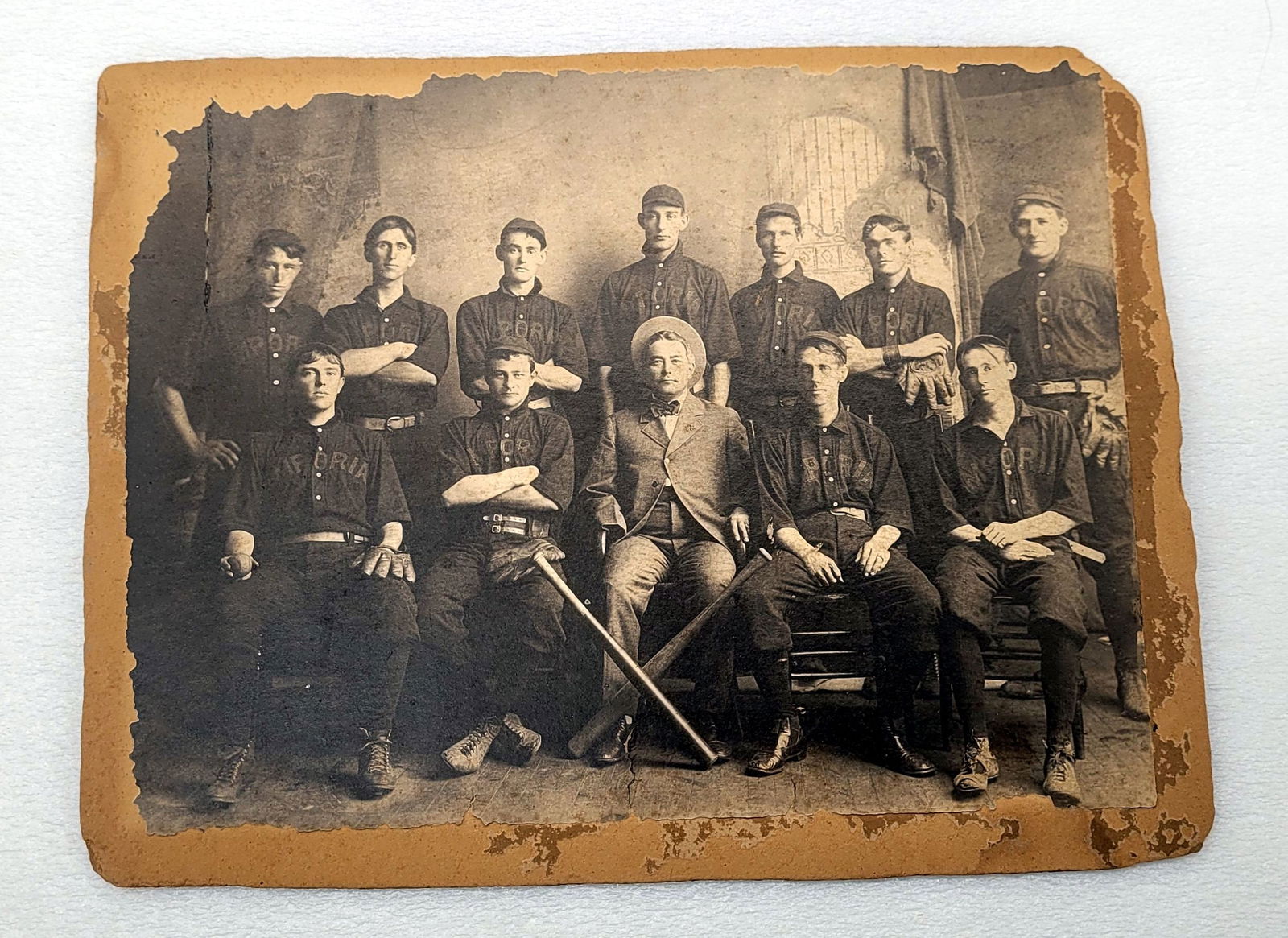 Photo On Board of 1800s Baseball Team Emporia KS?: Photo On Board of 1800s Baseball Team Emporia, KS? - 10.25" by 8"