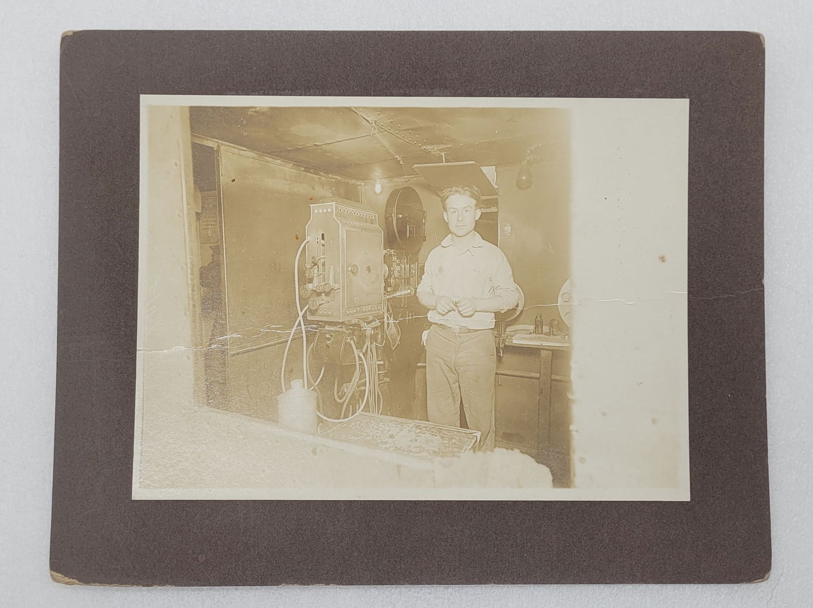 Photo on Board of Silent Projection Booth Simplex Projector Occupational Photo: Photo on Board of Silent Projection Booth Simplex Projector Occupational Photo - 5" by 7" photo. 9" by 7" board.