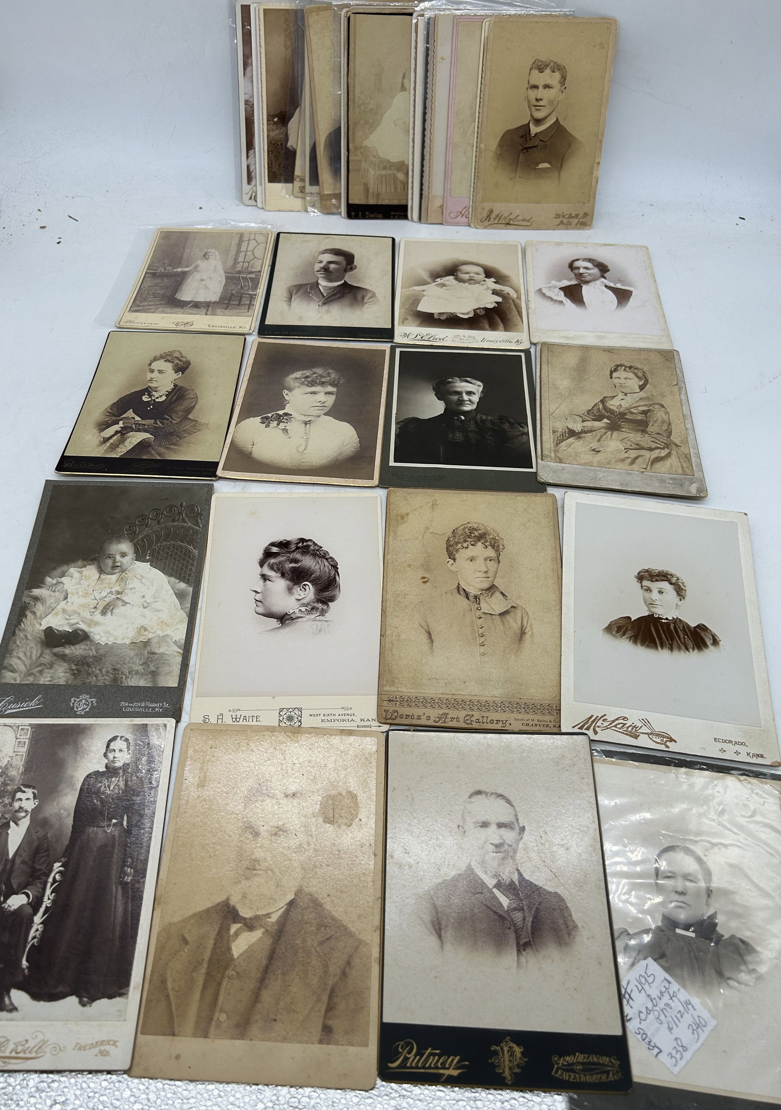 Cabinet Cards (30+) Iowa Indiana Kansas Kentucky Maine & Maryland Photographers: Cabinet Cards (30+) Iowa, Indiana, Kansas, Kentucky, Maine & Maryland Photographers - 4.25" by 6.5"