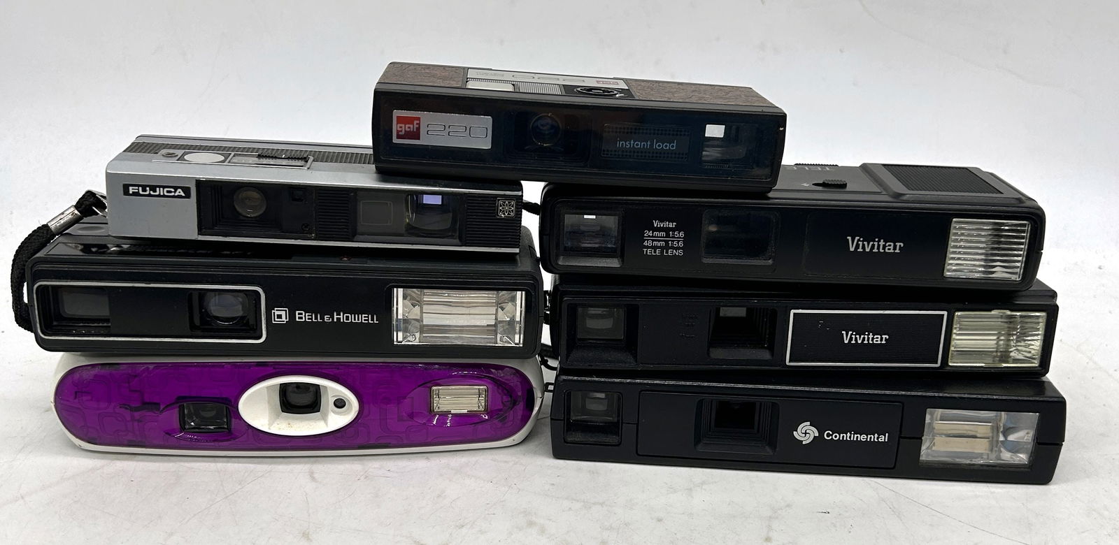 35 mm Pocket Cameras (7) Vivitar 600 TELE 805 Pocketstar EFT Continental 250 GAF 220 Fujica 400 (1 of 8)