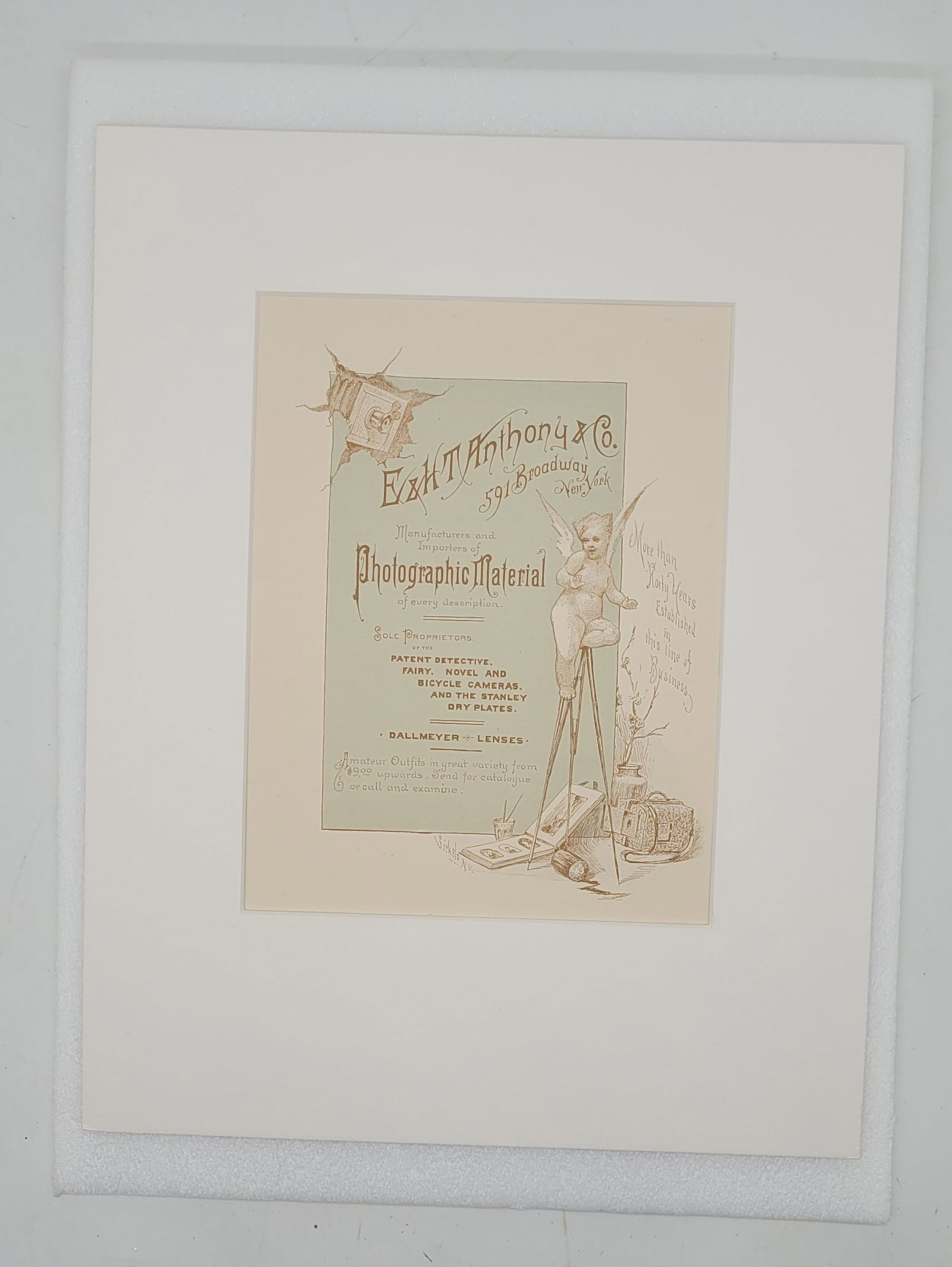 E. & H. T. Anthony Photographic House Advertising 1887: E. & H. T. Anthony Photographic House Advertising 1887 - 7.75" by 10".