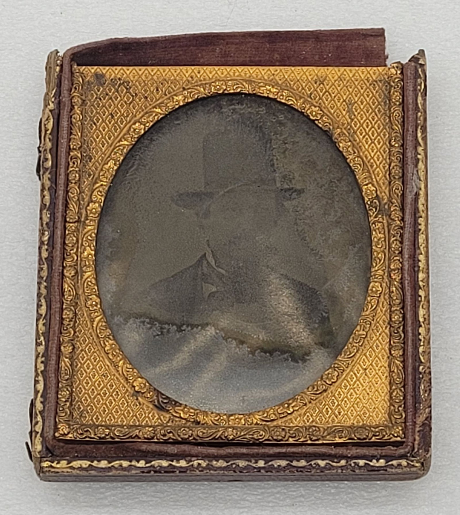 Cased Image of Man In Large Top Hat & Mustache Half Cased: Cased Image of Man In Large Top Hat & Mustache Half Cased - 3.5" by 3".