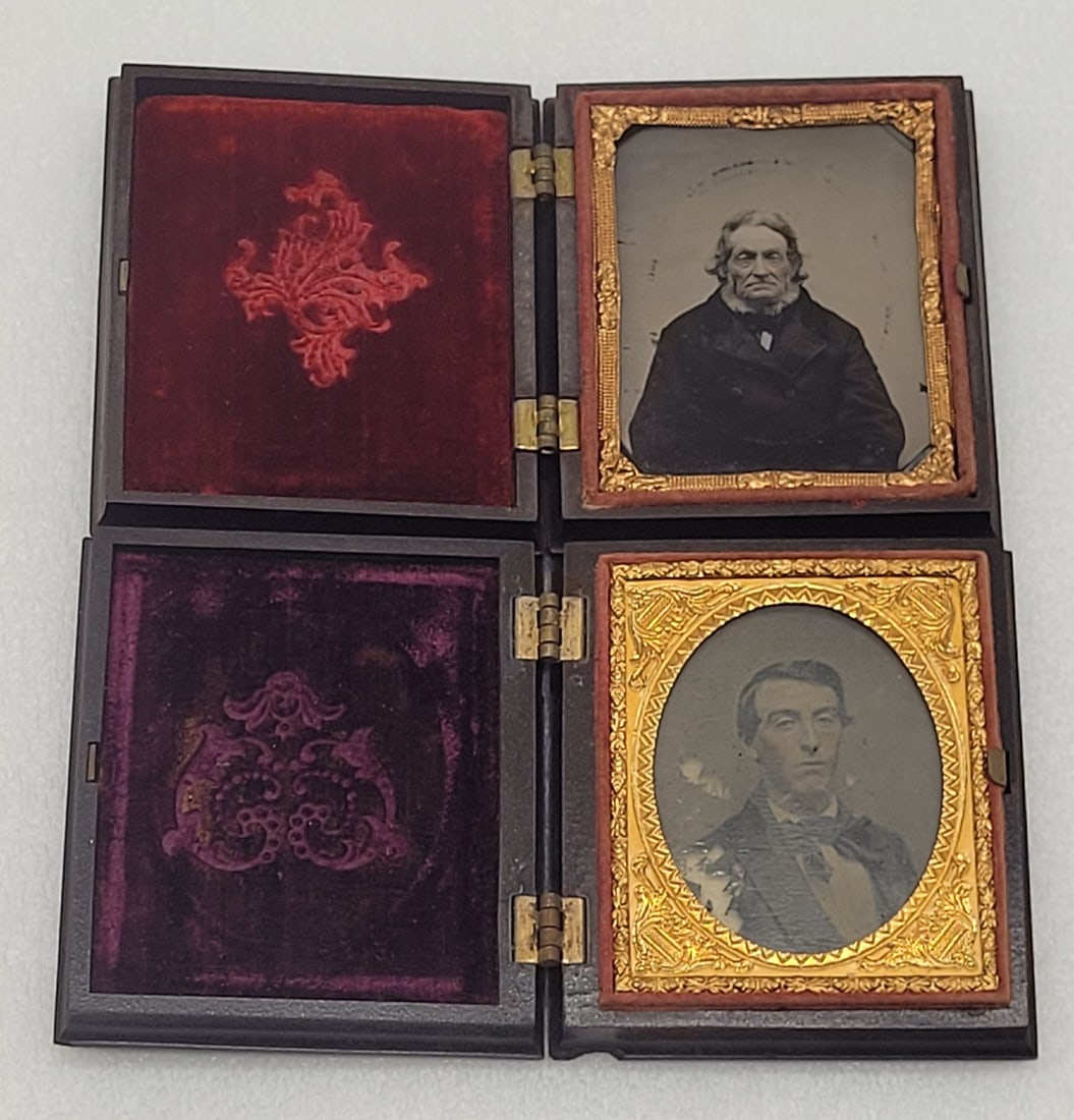 Ambrotypes (2) Cased Portraits of Men: Ambrotypes (2) Cased Portraits of Men - 3" by 2.75".