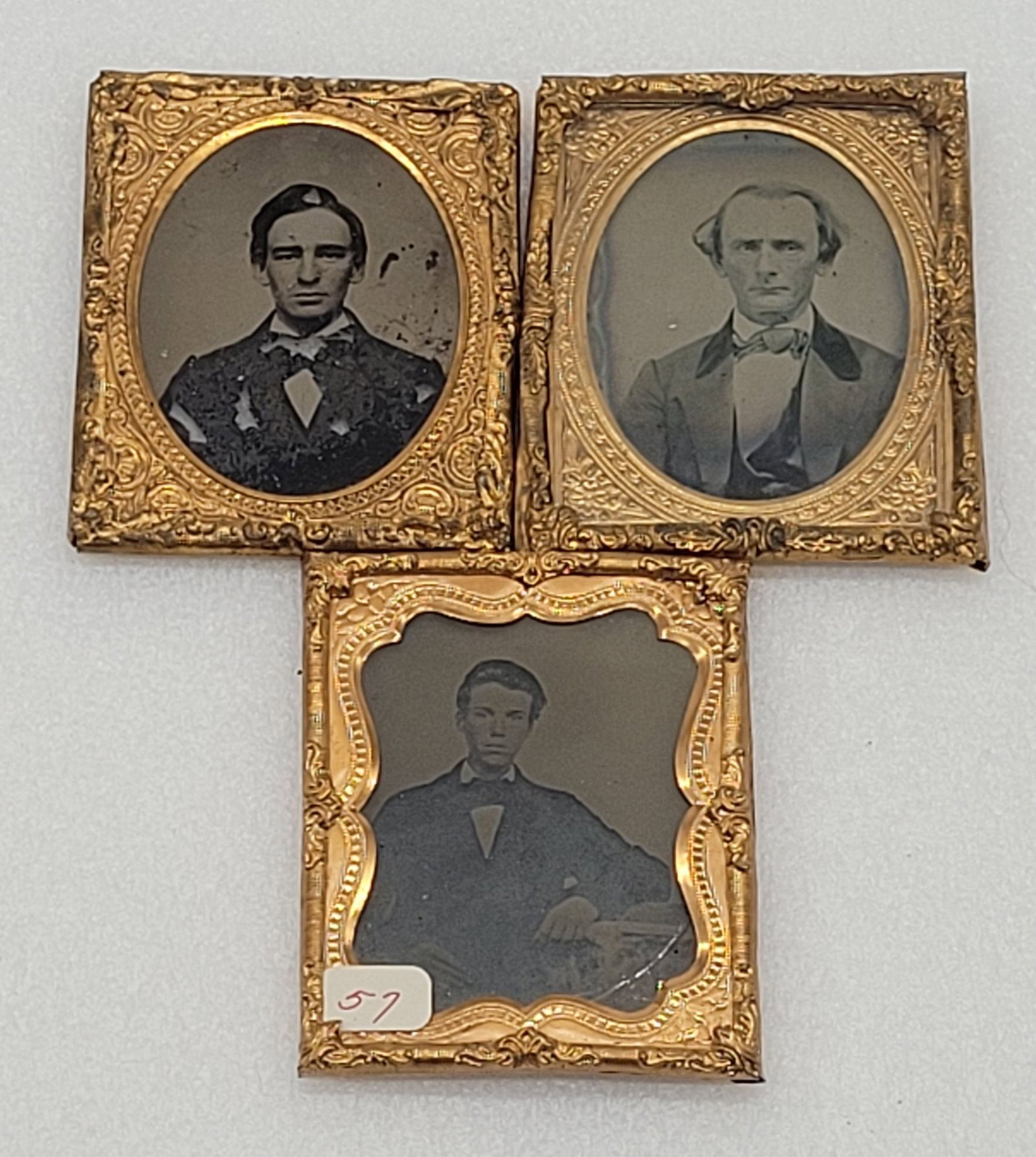Ambrotypes (3) Male Portraits Uncased: Ambrotypes (3) Male Portraits Uncased - 2.5" by 2".