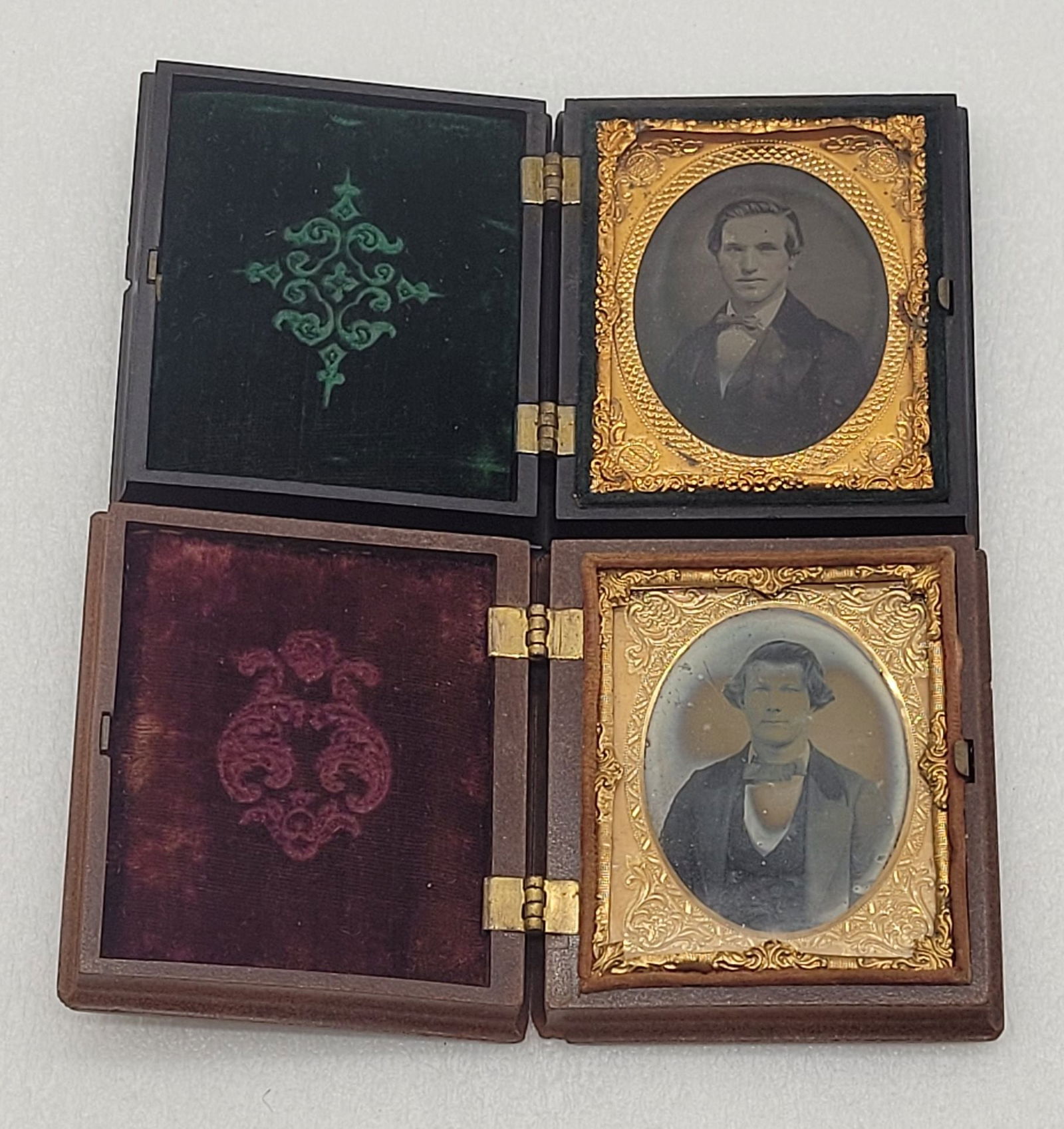 Ambrotypes (2) Male Portraits Wood Case & Thermoplastic Case w Farmer & Wife Scene (1 of 9)
