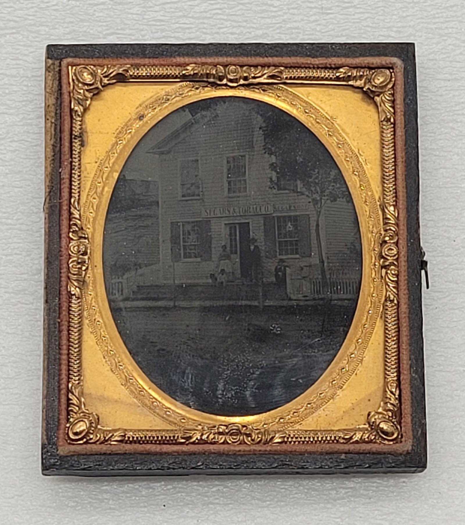 Ambrotype Storefront Segars & Tobacco Store w African American Proprieters: Ambrotype Storefront Segars & Tobacco Store w African American Proprieters - 3.5" by 3".