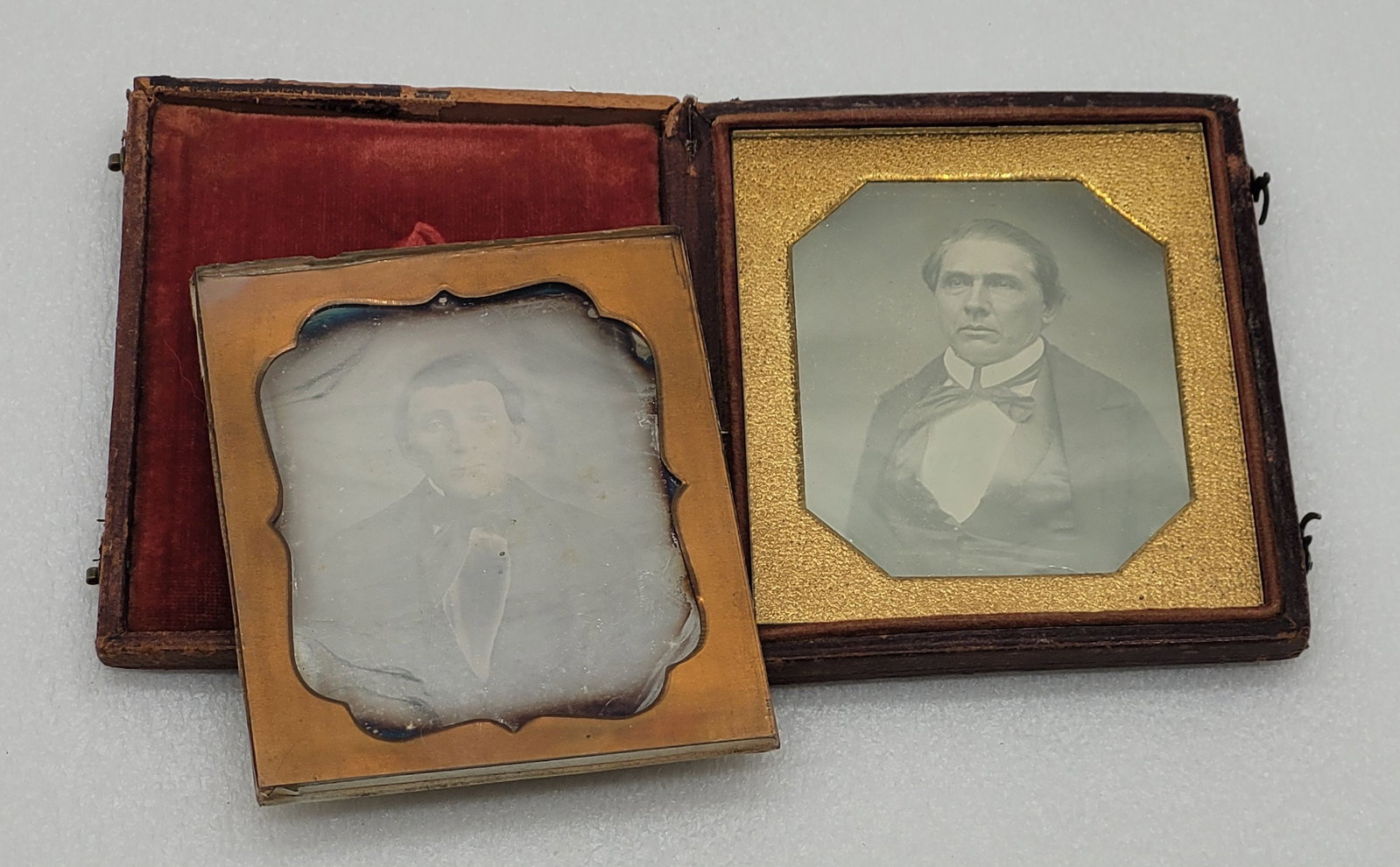 Daguerreotypes (2) Portraits of Men: Daguerreotypes (2) Portraits of Men - 3.25" by 3.75" cased image, 2.75" by 3.25".