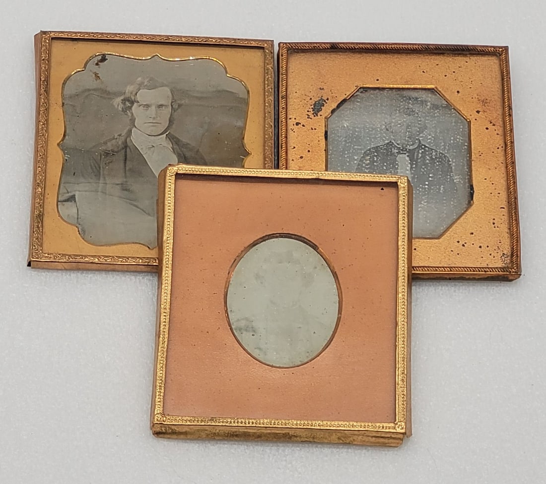 Daguerreotypes (3) Portraits of Men Uncased: Daguerreotypes (3) Portraits of Men Uncased - 2.75" by 3 1/8"
