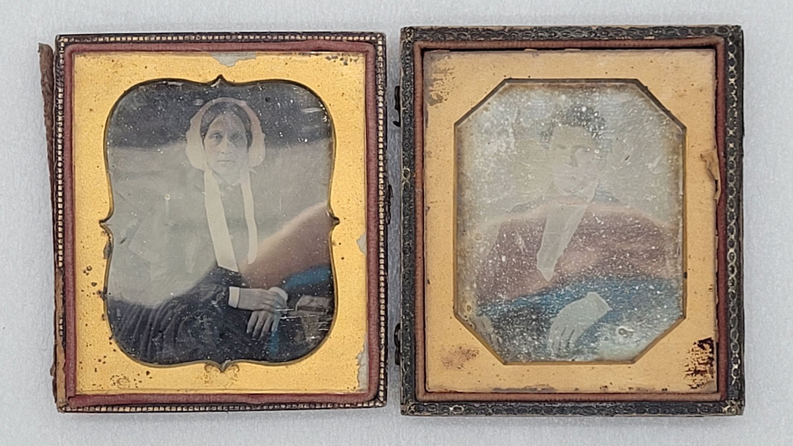 Daguerreotypes (2) Half Cased Man & Woman in Quaker Type Dress (1 of 8)