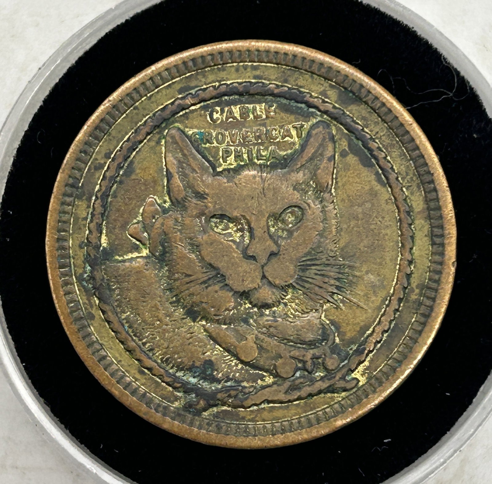 Daguerreotype Token Advertising - W.P. Buchanan Photo-Material Phila w Cable Grovercat: Daguerreotype Token Advertising - W.P. Buchanan Photo-Material Phila w Cable Grovercat - Approximately 1" across, some are just over 1".