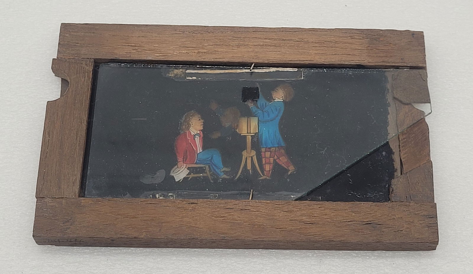 Antique Mechanical Magic Lantern Slide w Double Sliding Panes Photographer #1 (1 of 8)