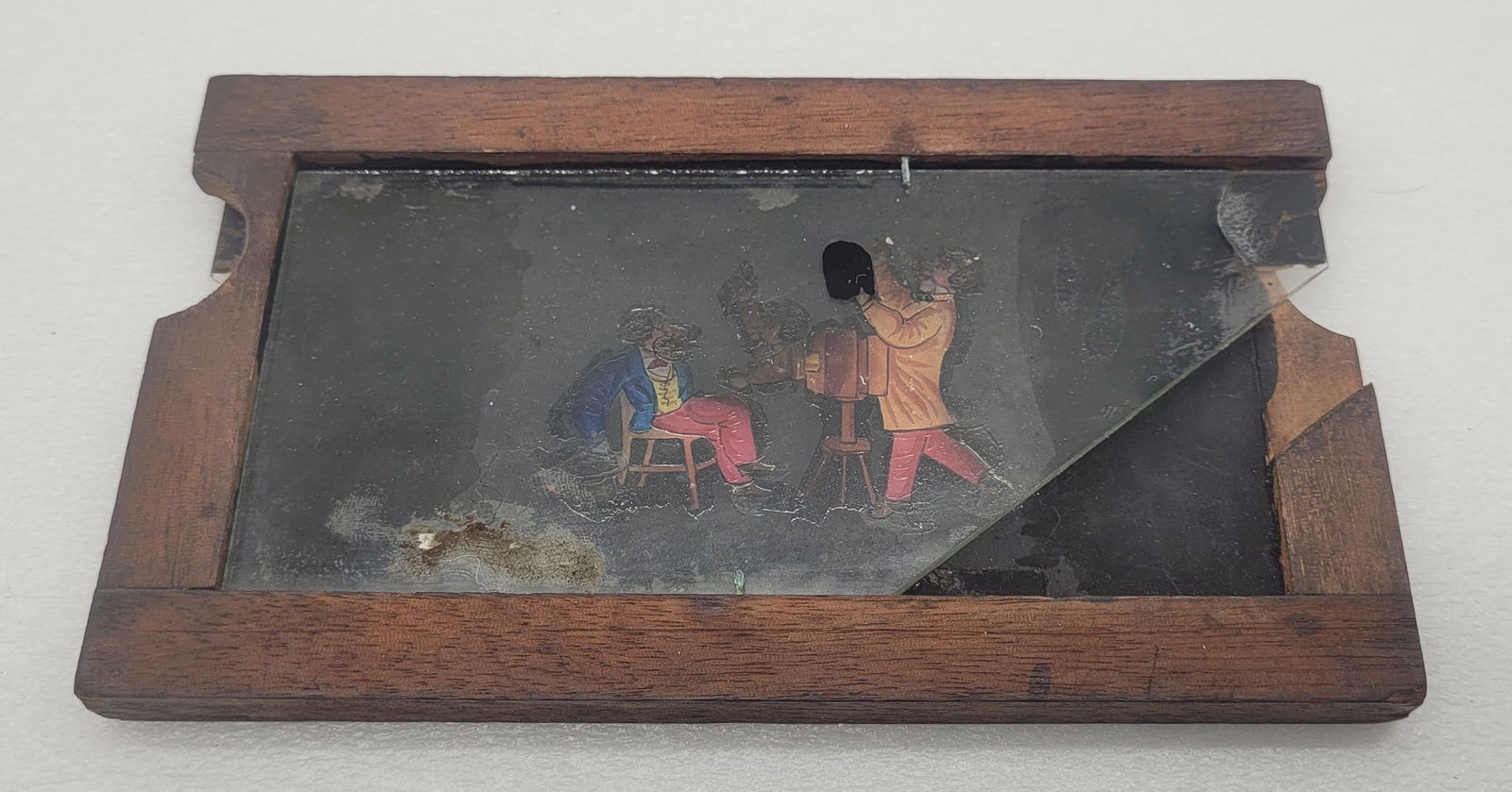 Antique Mechanical Magic Lantern Slide w Double Sliding Panes Photographer #2 (1 of 9)