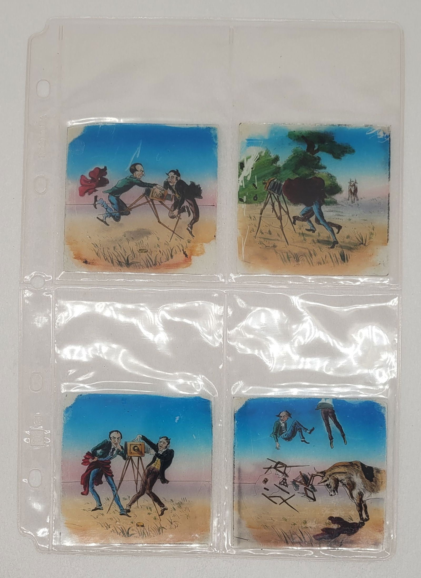 Antique Magic Lantern Slides (4) Photography Scenes Humorous Cow Scene (1 of 13)
