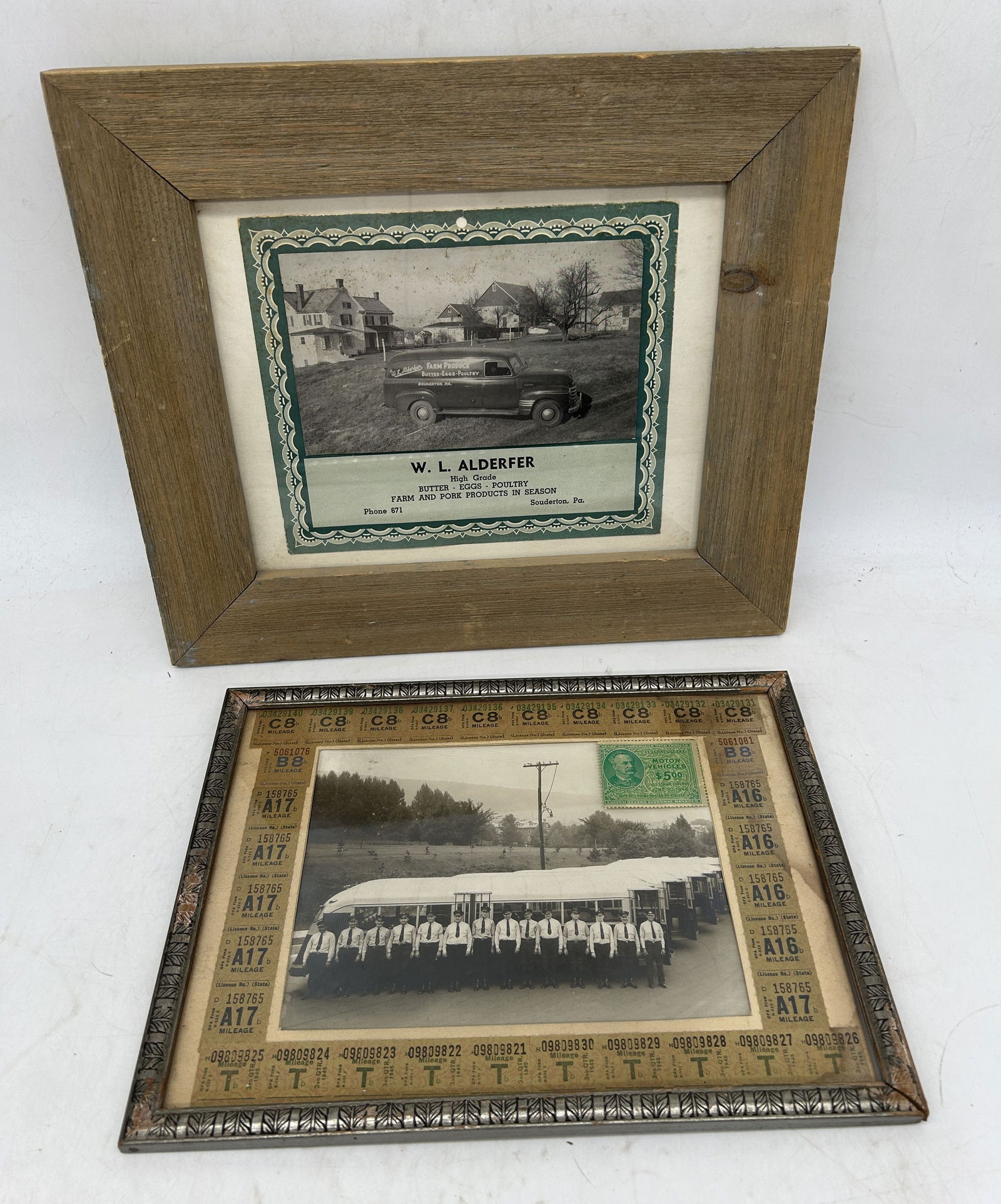 Framed - 1935 Reading St. Rwy Co. Coach Operators ID'd & WL Alderfer Souderton Calendar Topper: Framed - 1935 Reading St. Rwy Co. Coach Operators ID'd & WL Alderfer Souderton Calendar Topper - Larger piece is 14.5" by 12"