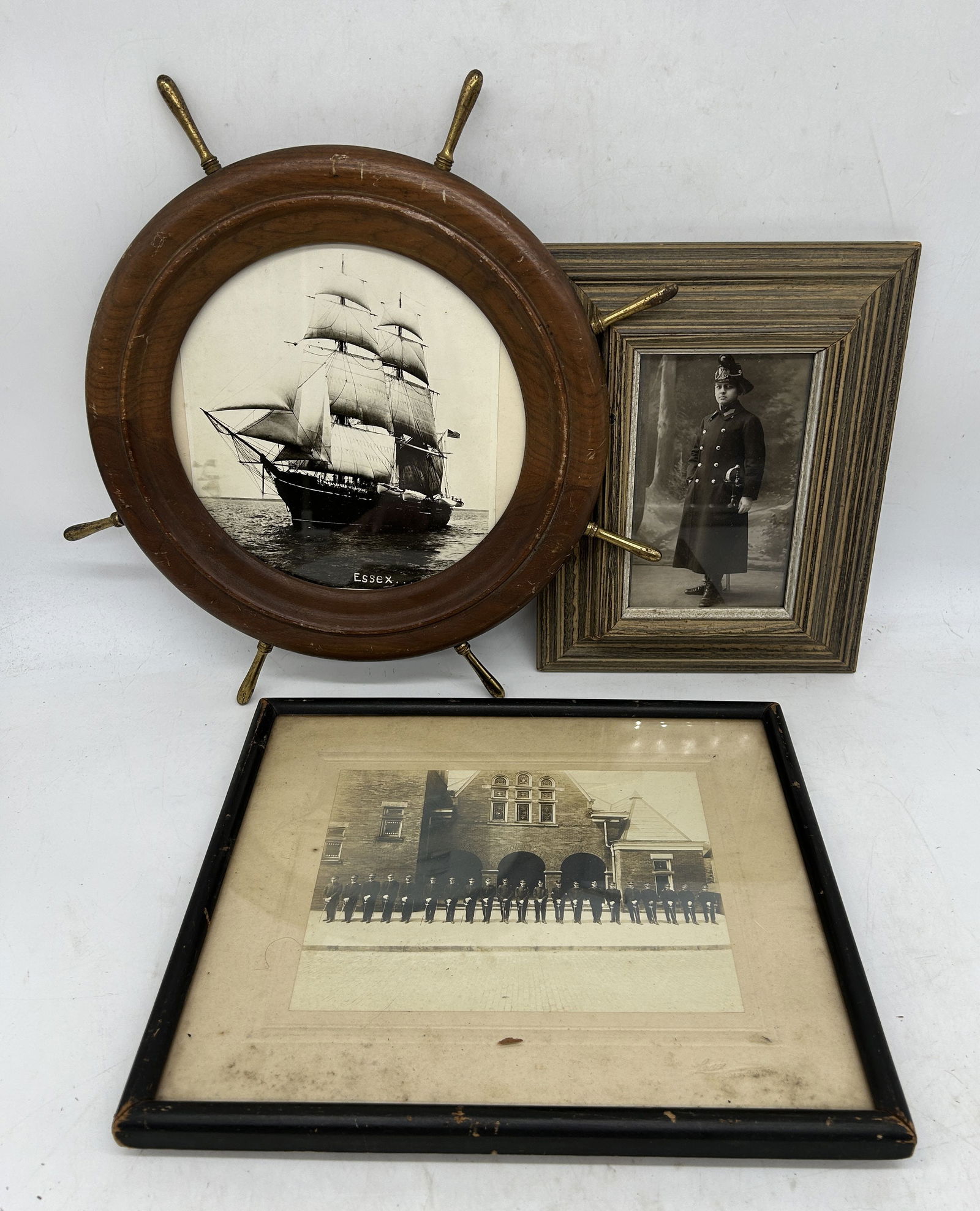Framed - Tall Ship Essex Cadets or Officers & Ernst Landsberger Officer of Some Sort: Framed - Tall Ship Essex, Cadets or Officers & Ernst Landsberger Officer of Some Sort - Ernst is in a 11" by 9" frame.