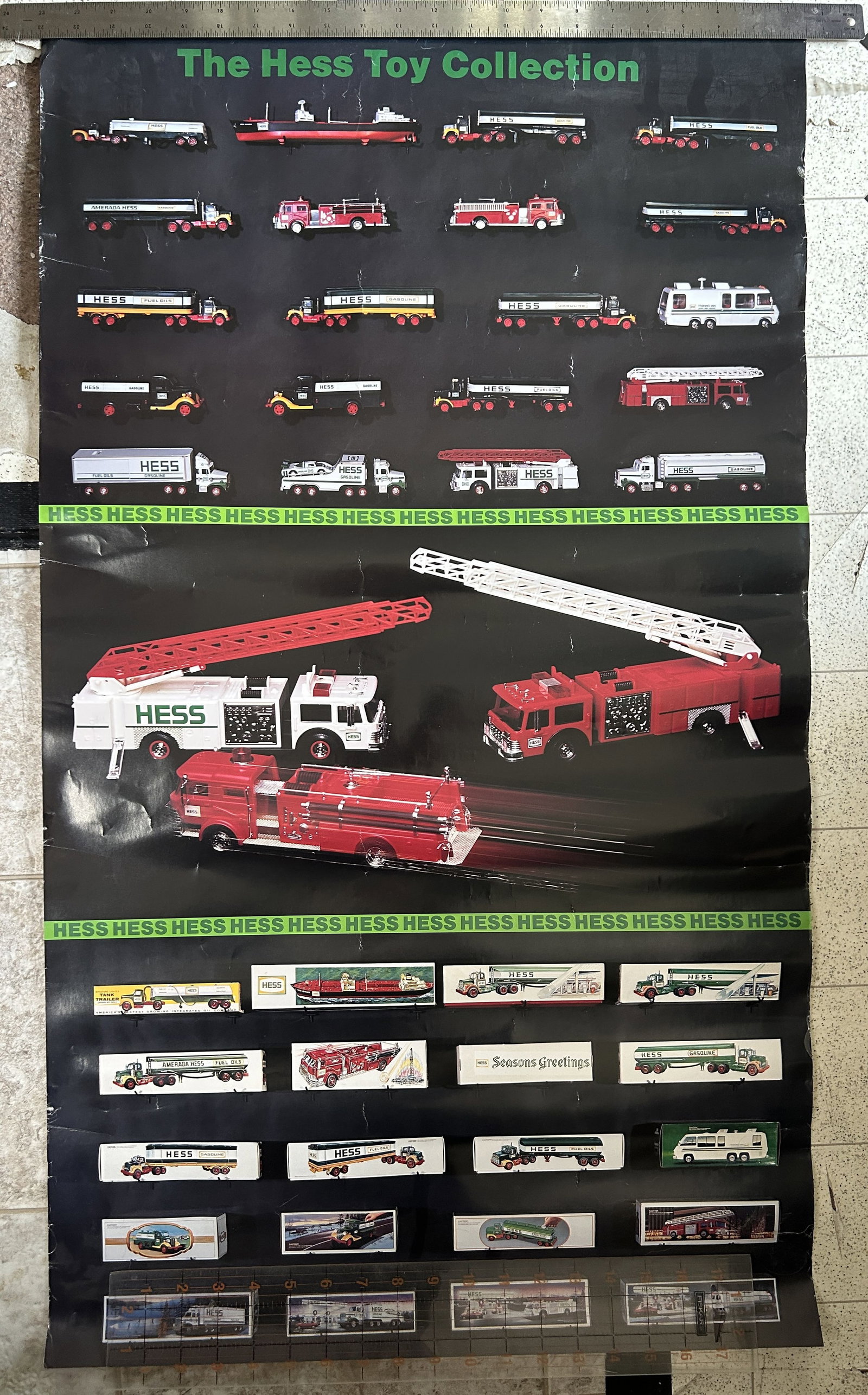 Vintage Hess Truck Poster: Vintage Hess Truck Poster. 21.5" wide by 37" tall.