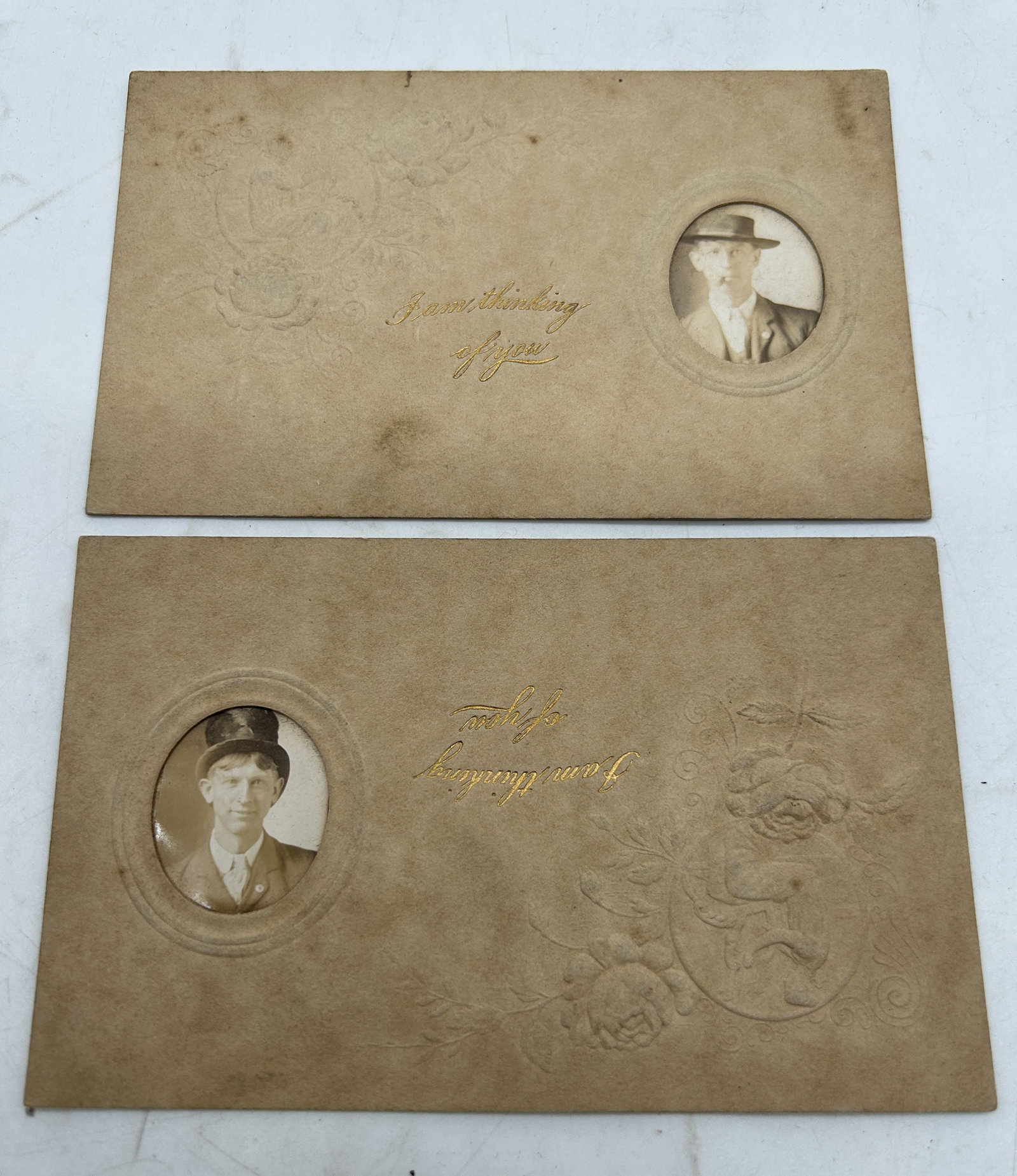 I Am Thinking of You Man w Hats Photo Cards (2): I Am Thinking of You Man w Hats Photo Cards (2).