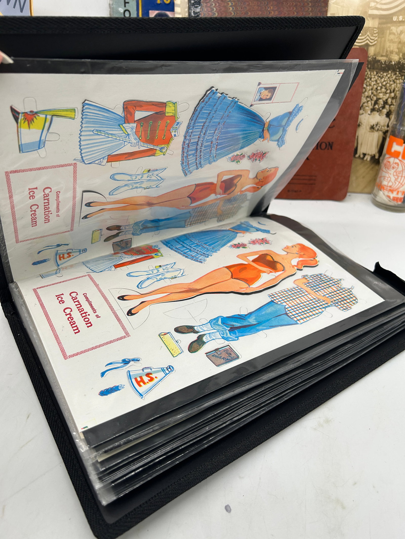 Album of Ephemera Vegetable Labels Ice Cream Paper Dolls Sorbol Box & Poster Cancelled Check: Album of Ephemera Vegetable Labels Ice Cream Paper Dolls Sorbol Box & Poster Cancelled Check Railroad Companies. 10" by 13.5"