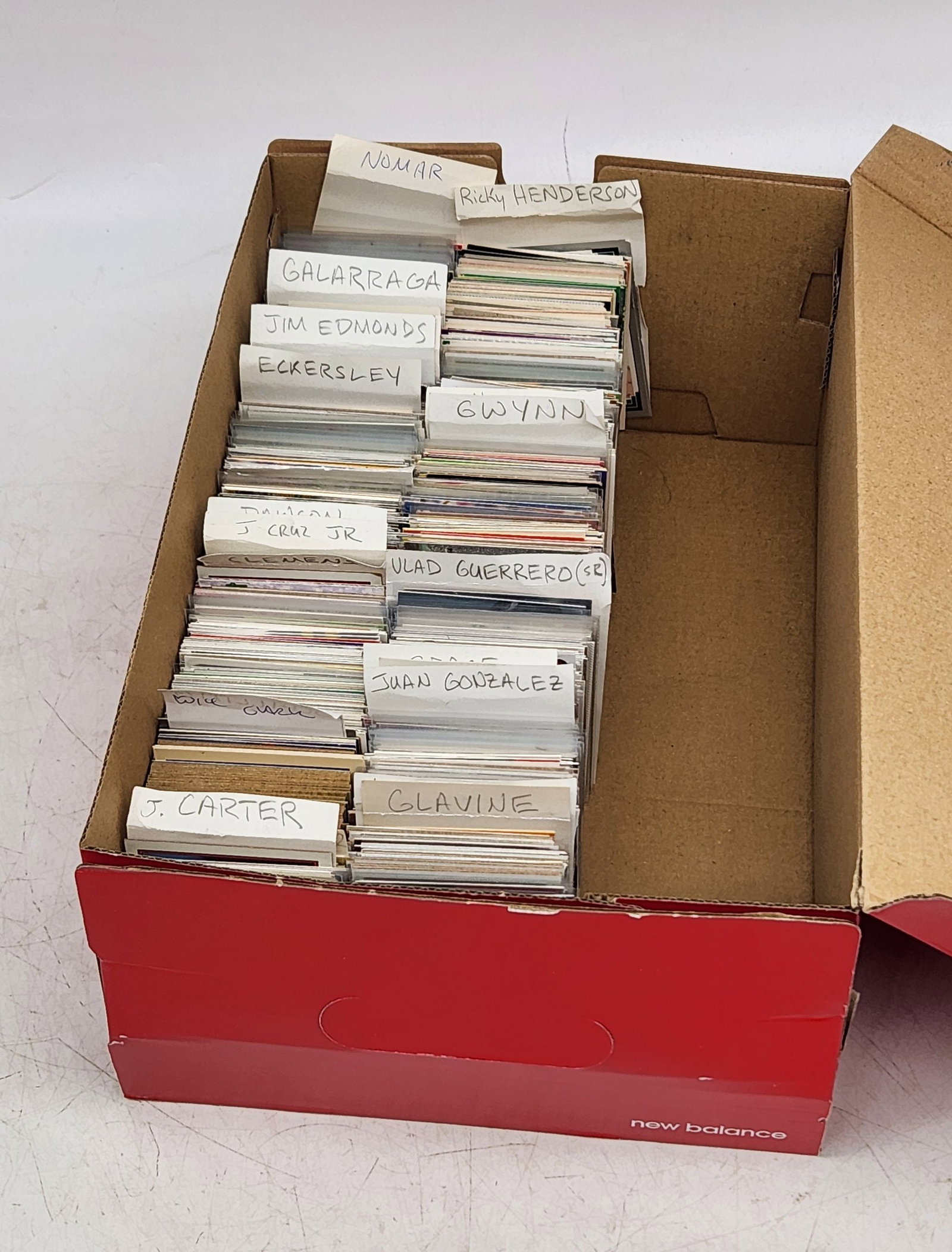 Shoebox of Cards Lot Joe Carter to Rickey Henderson (New Balance Box): Shoebox of Cards Lot Joe Carter to Rickey Henderson (New Balance Box).