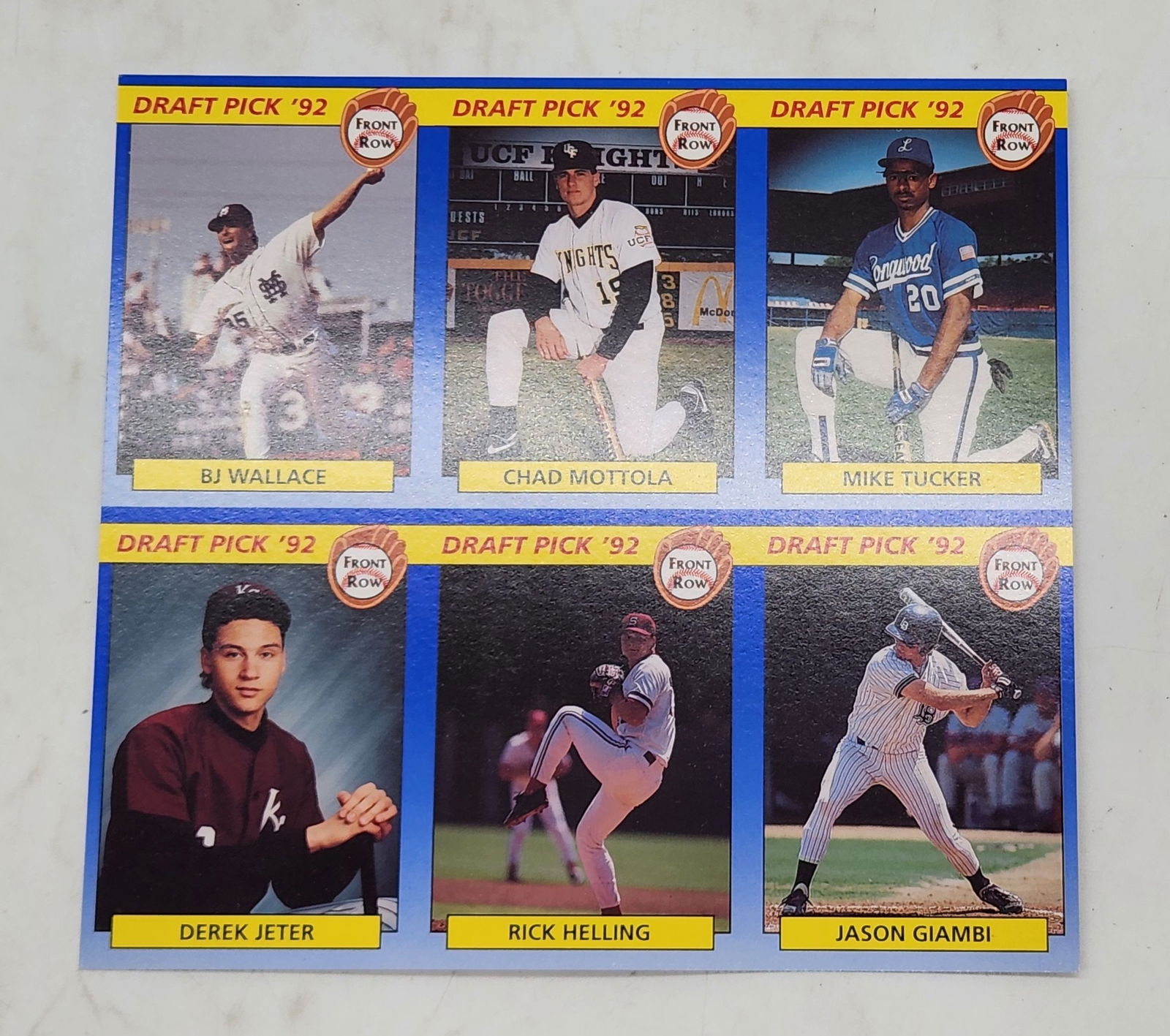 1992 Front Row Uncut Sheet Draft Picks - Derek Jeter: 1992 Front Row Uncut Sheet Draft Picks - Derek Jeter.