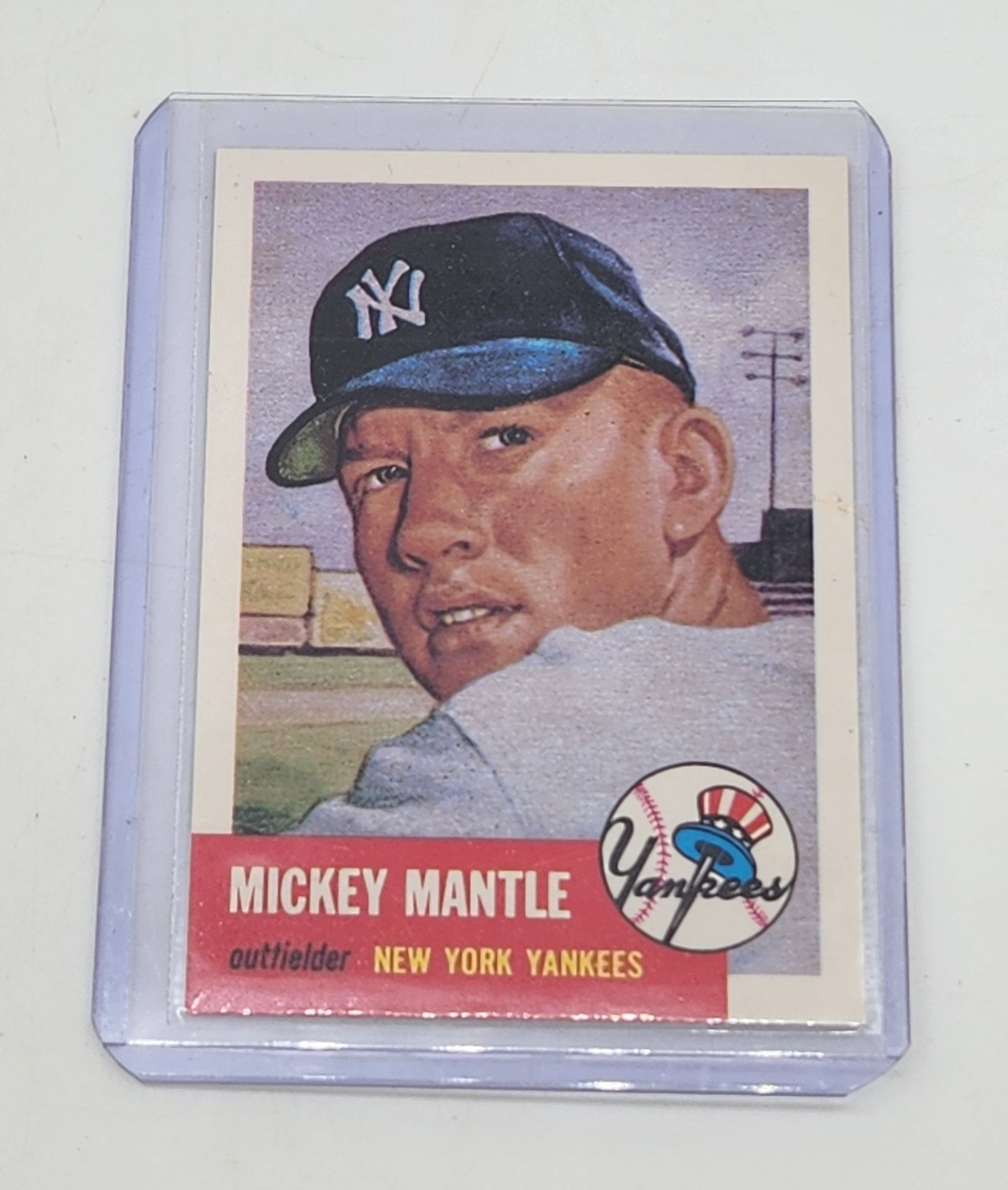 1953 Mickey Mantle Reprint Baseball Card: 1953 Mickey Mantle Reprint Baseball Card.