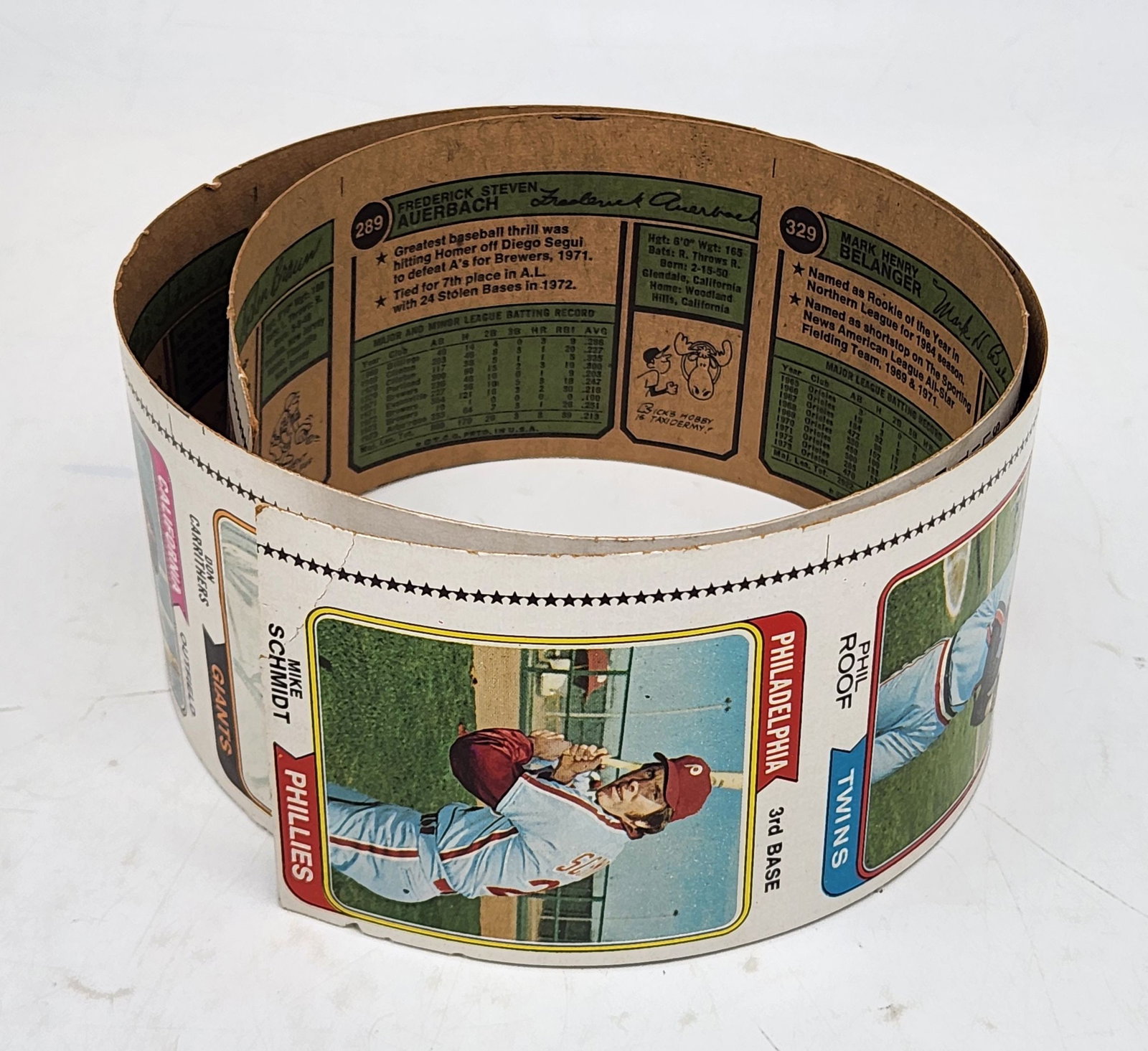1974 Uncut Baseball Card Strip w Mike Schmidt: 1974 Uncut Baseball Card Strip w Mike Schmidt.