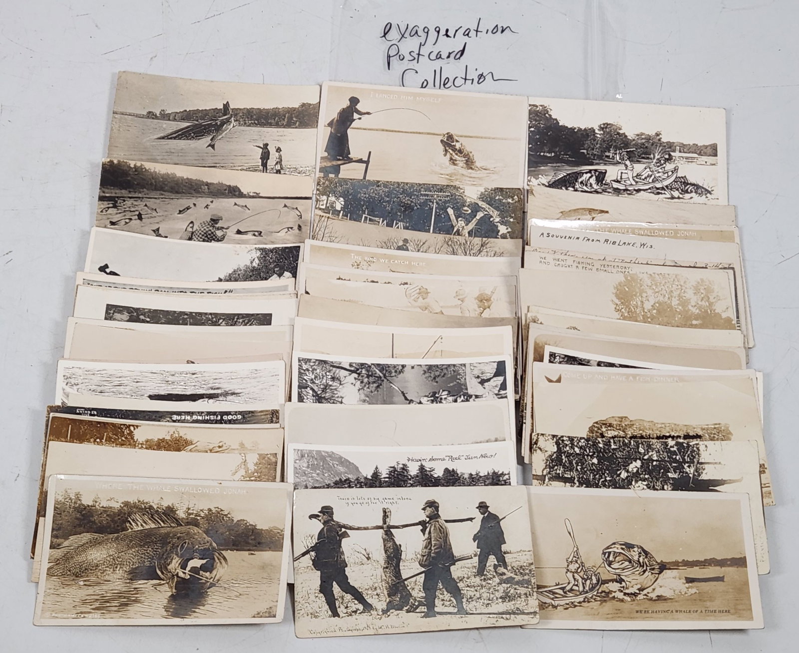 Vintage Exaggeration Postcards - Fishing & Hunting - Lot (1 of 8)