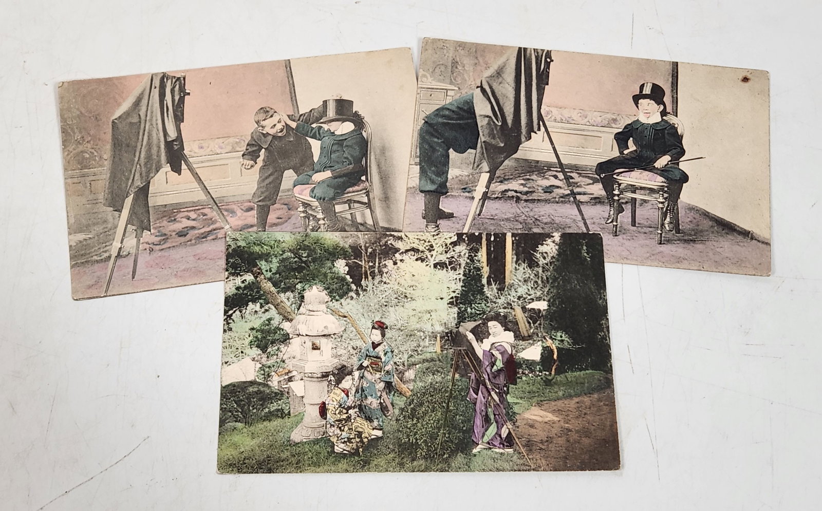 Vintage Hand-Tinted Postcards - Children & Kimono - Set of 3 (1 of 6)