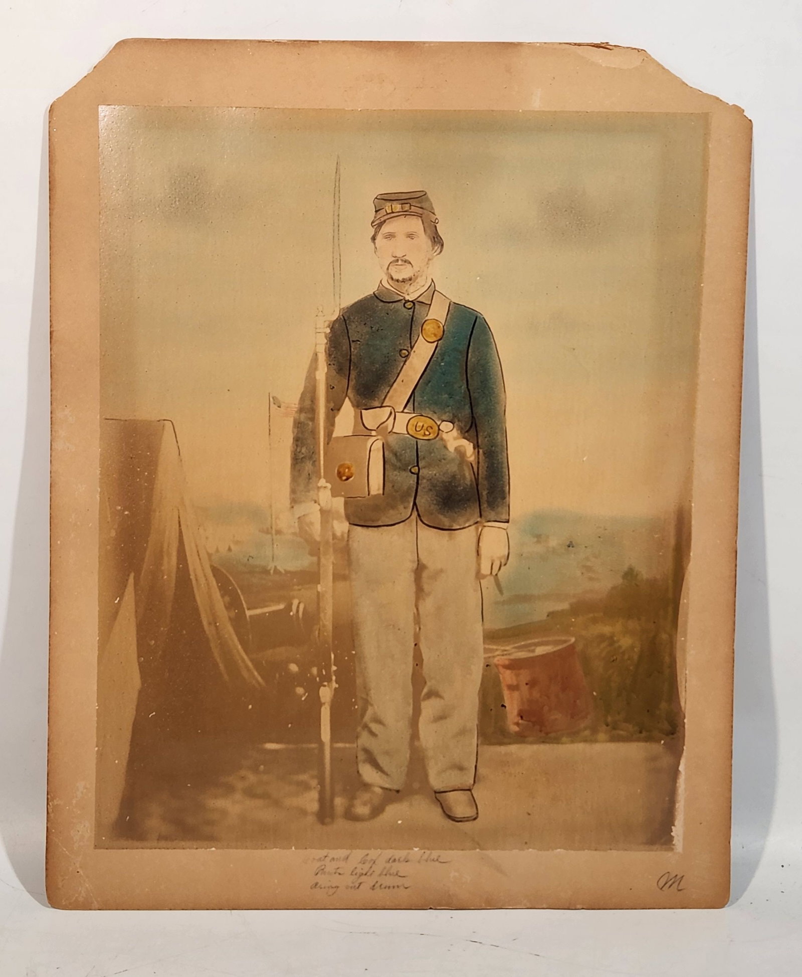 Antique Civil War Era Hand-Tinted Photo - Union Soldier, 15" x 18" (1 of 7)