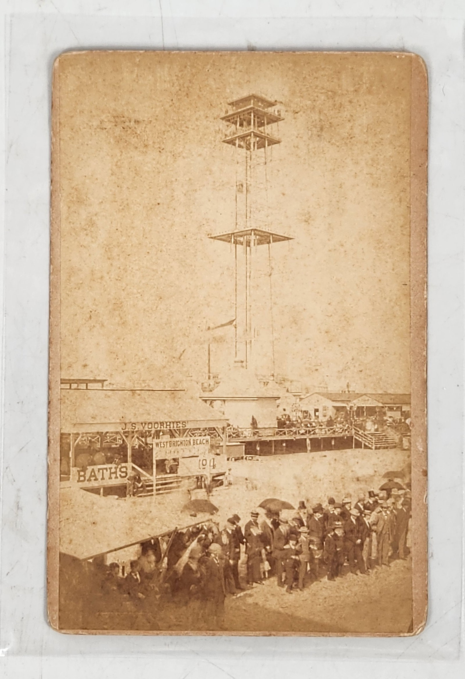 Vintage Coney Island West Brighton Beach Iron Pier Cabinet Photo (1 of 5)