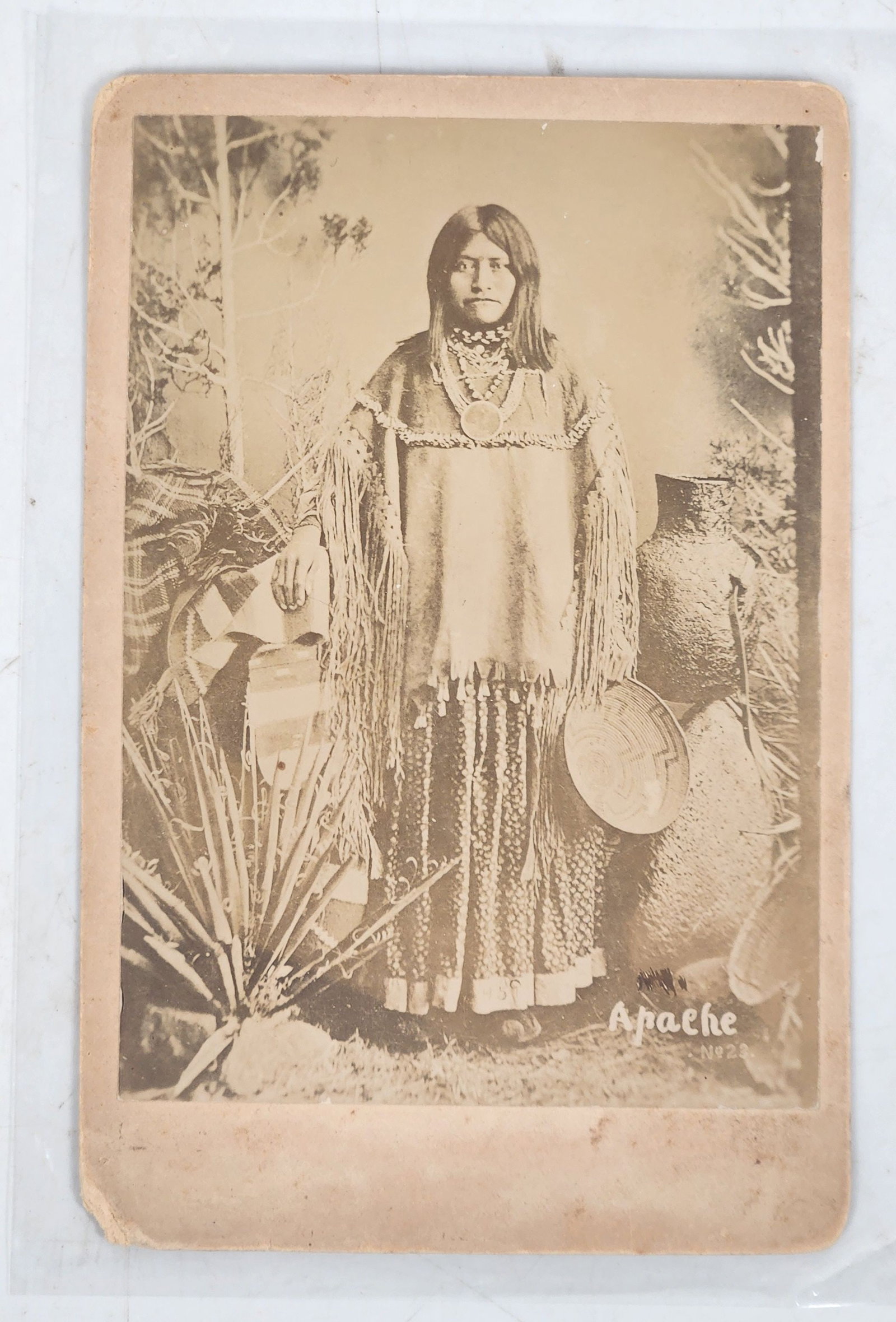 Antique Apache Native American Woman Cabinet Photo (1 of 4)