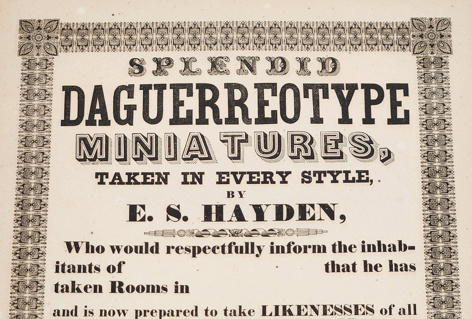 Original E. S. Hayden Daguerreotype Miniatures Ad Poster (1 of 5)