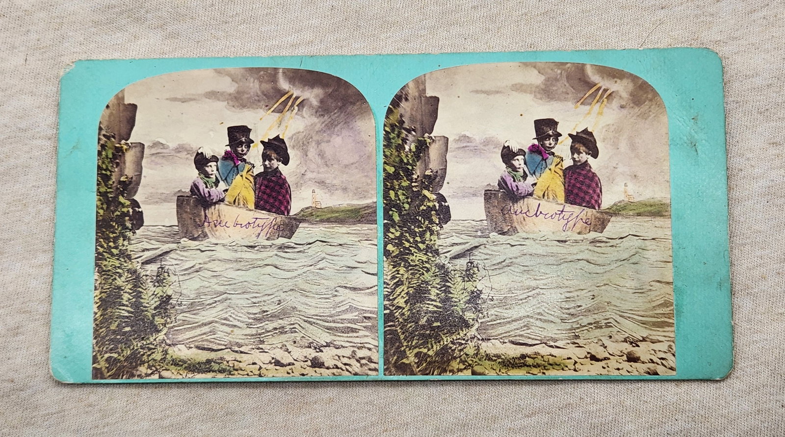 Antique Cutting, Rehn & Co. Stereoview - Children in Boat (1 of 6)