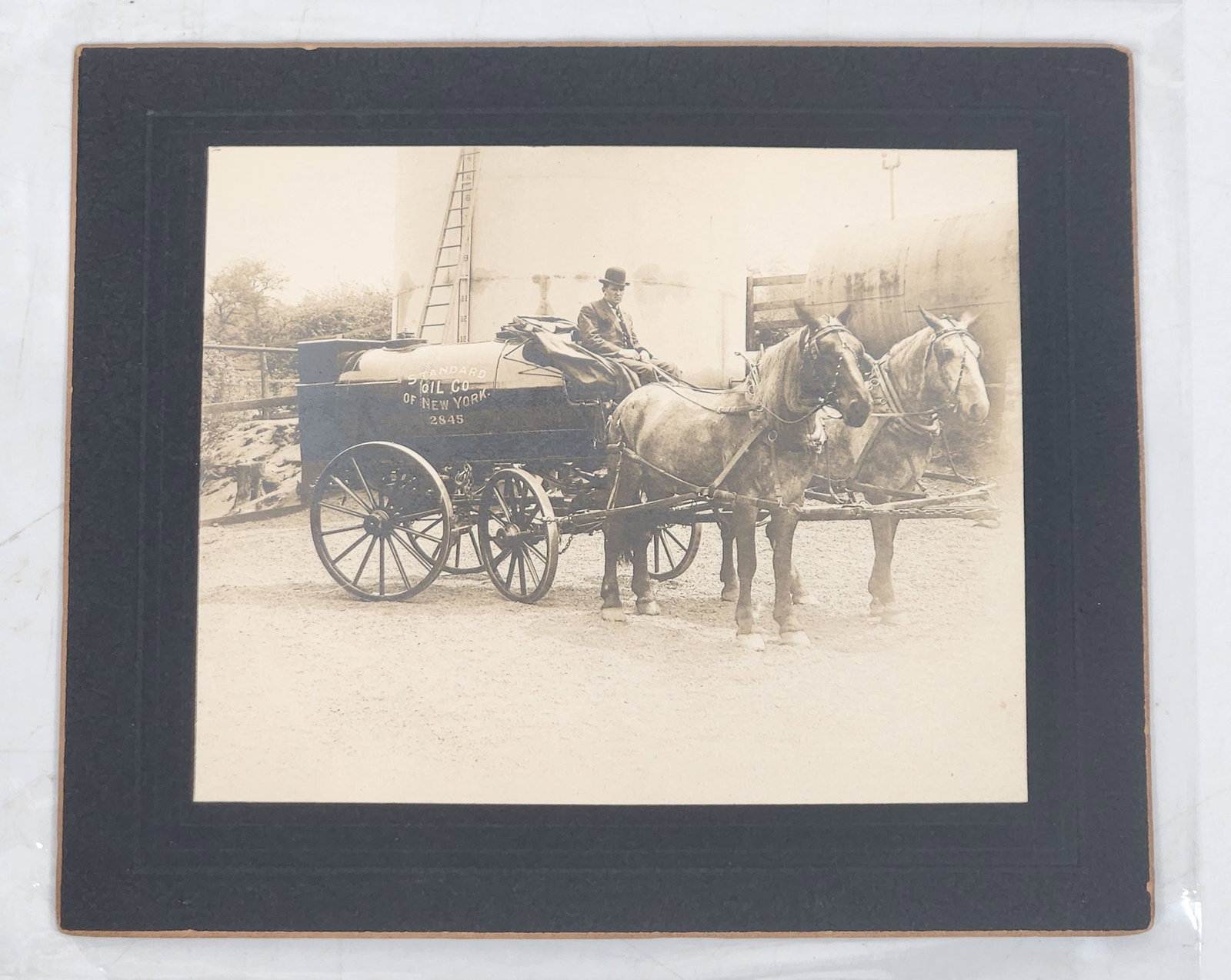 Framed Standard Oil Tank Wagon Photograph - Horse Drawn (1 of 4)