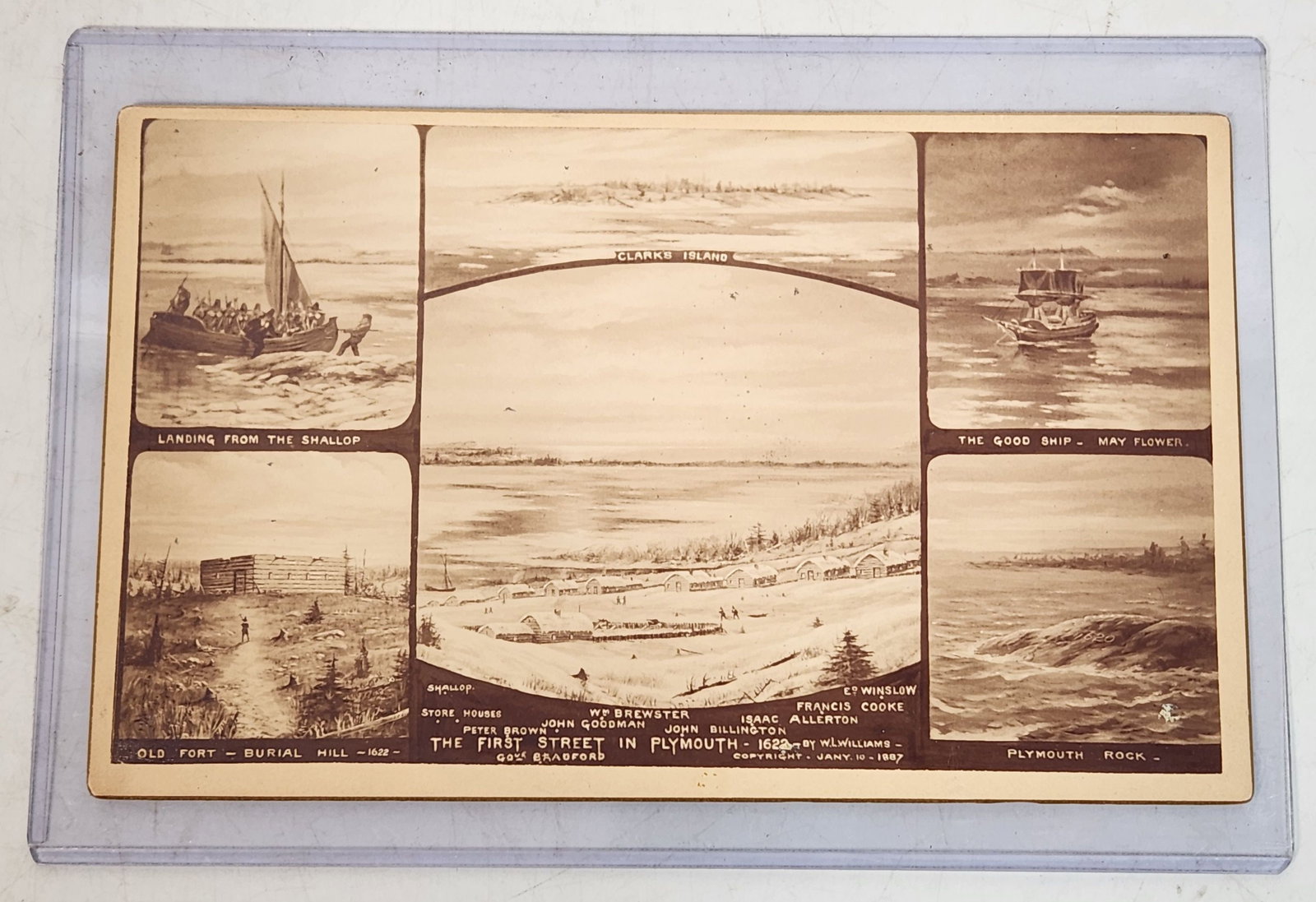 Plymouth 1622 Cabinet Photo Montage - W.L. Williams Mayflower Scene (1 of 8)