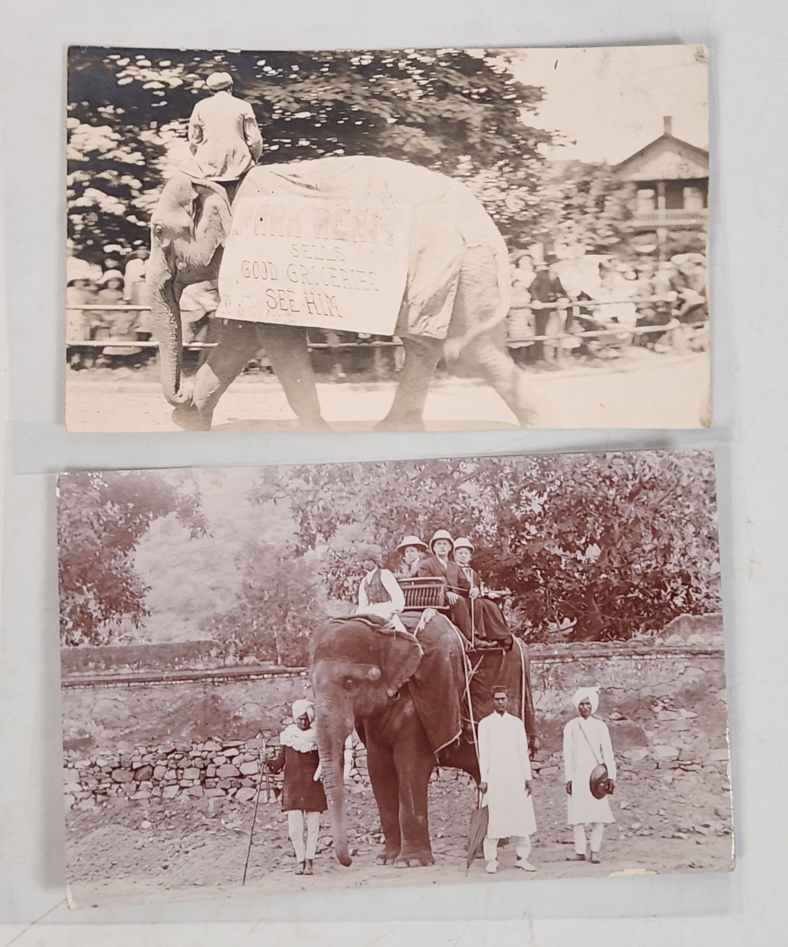 Vintage Elephant Postcards - Set of 2 Black & White (1 of 5)