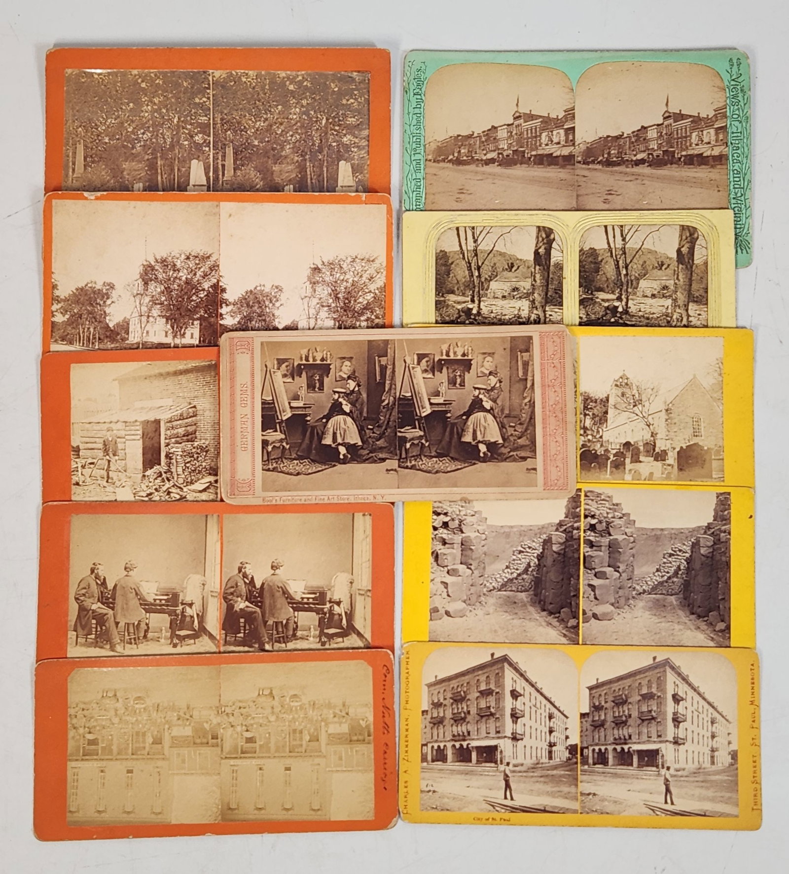 Antique 1800s Stereoview Cards - DC, St. Paul, Ithaca (1 of 8)