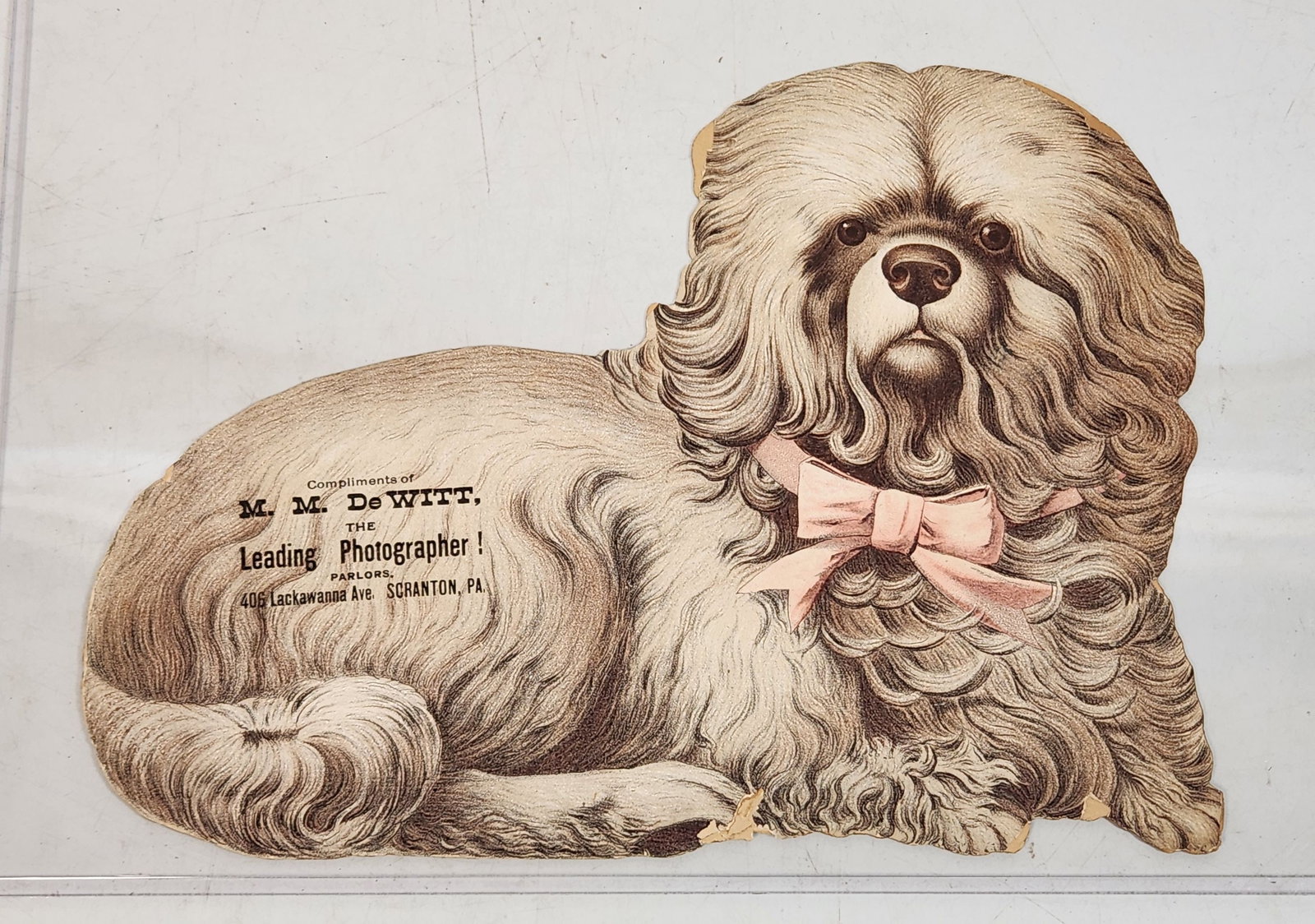 Vintage Die-Cut Dog Card with Pink Bow (1 of 7)