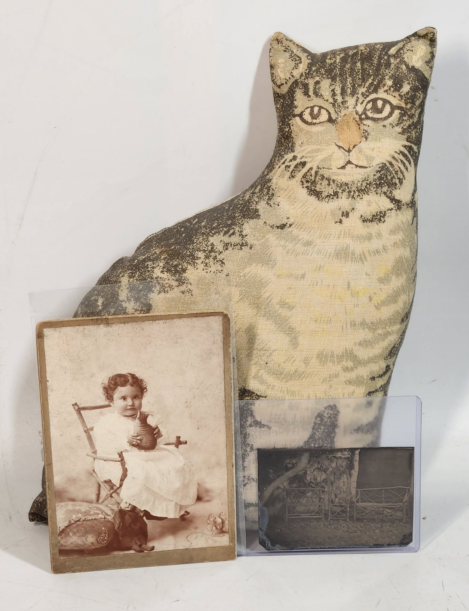 Studio Prop Cat Pillow with Tintype and Cabinet Photo Showing Use (1 of 6)