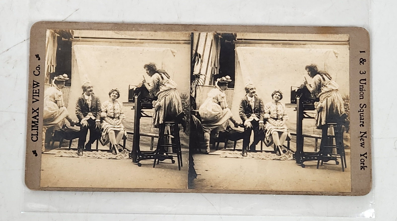 Climax View Co. Stereo Card - Woman Photographer & Camera (1 of 5)