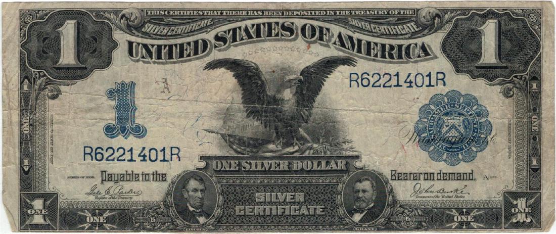 1899 $1 Black Eagle Silver Certificate Bill: One 1899 $1 Black Eagle Silver Certificate Bill.