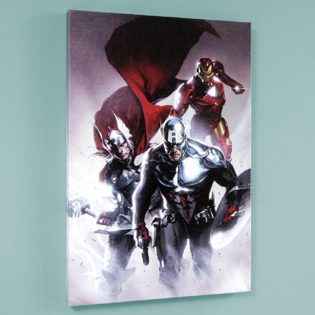 Invasion #6 by Marvel Comics: A piece of comic book history, this limited edition, from original art by Gabriele Dell'Otto, depicts the heroic Captain America, Iron Man, and Thor. In 1998 Dell'Otto started collaborating with the E