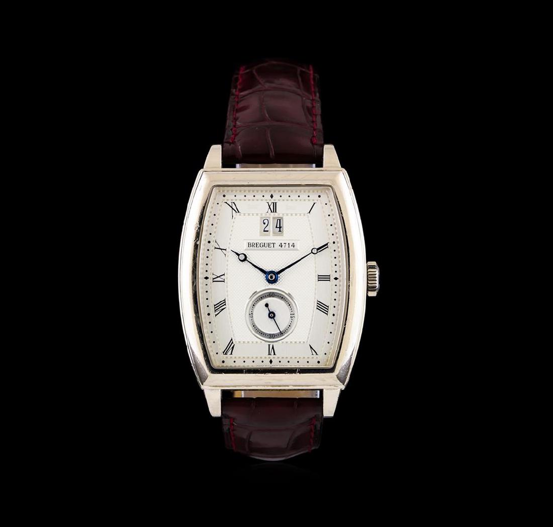 Breguet 18KT White Gold Heritage Big Date Men's Watch: One Breguet Heritage Big Date men's watch featuring: Movement: Automatic self-winding. Case: 18KT white gold. Case Shape: Tonneau. Bezel: 18KT white gold fixed. Crystal: Scratch resistant sapphire. Di